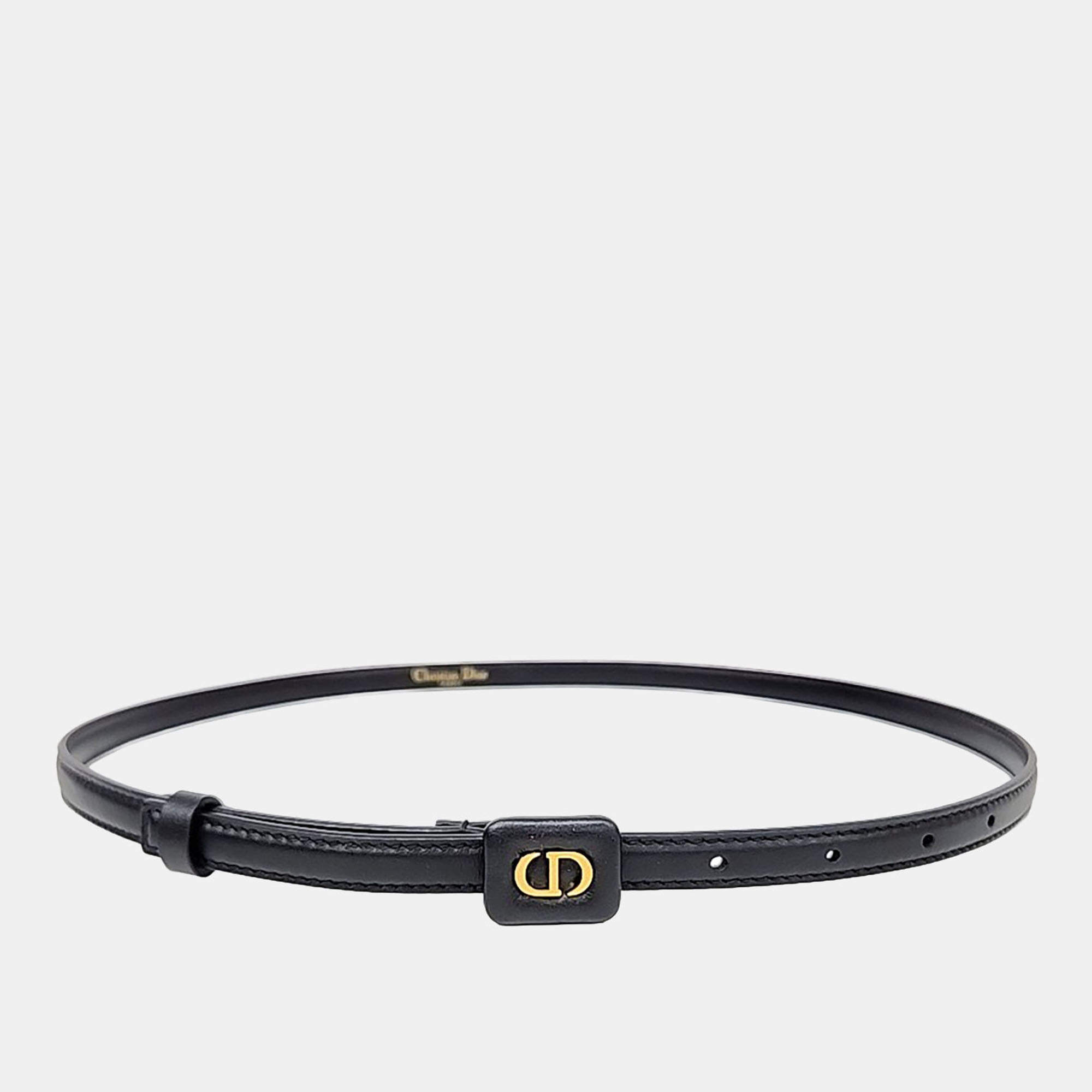 Pre Owned Christian Dior Black Leather Barbie Belt