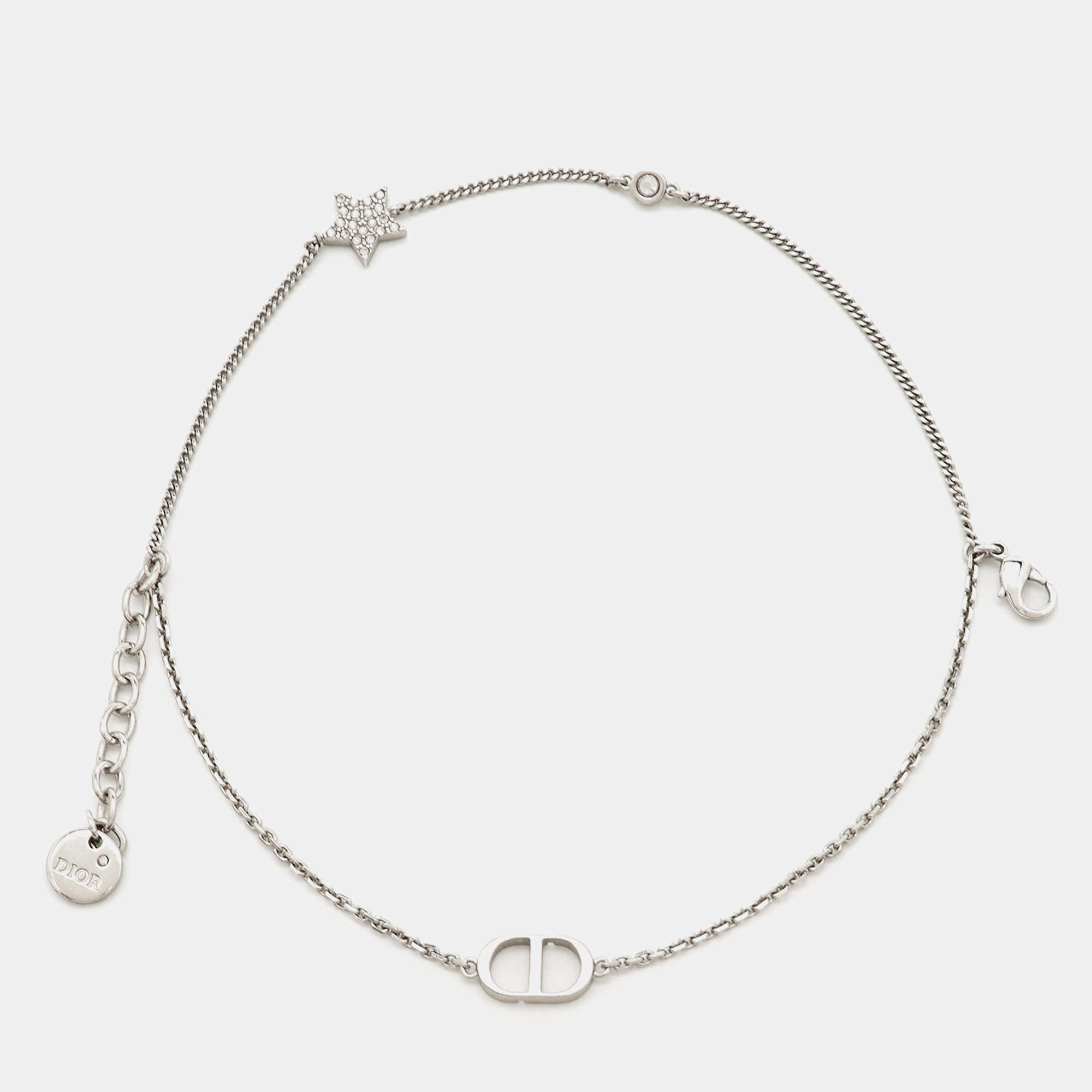 مملوكة مسبقًا Dior Silver Tone Crystal Petit CD Double Chain Bracelet 