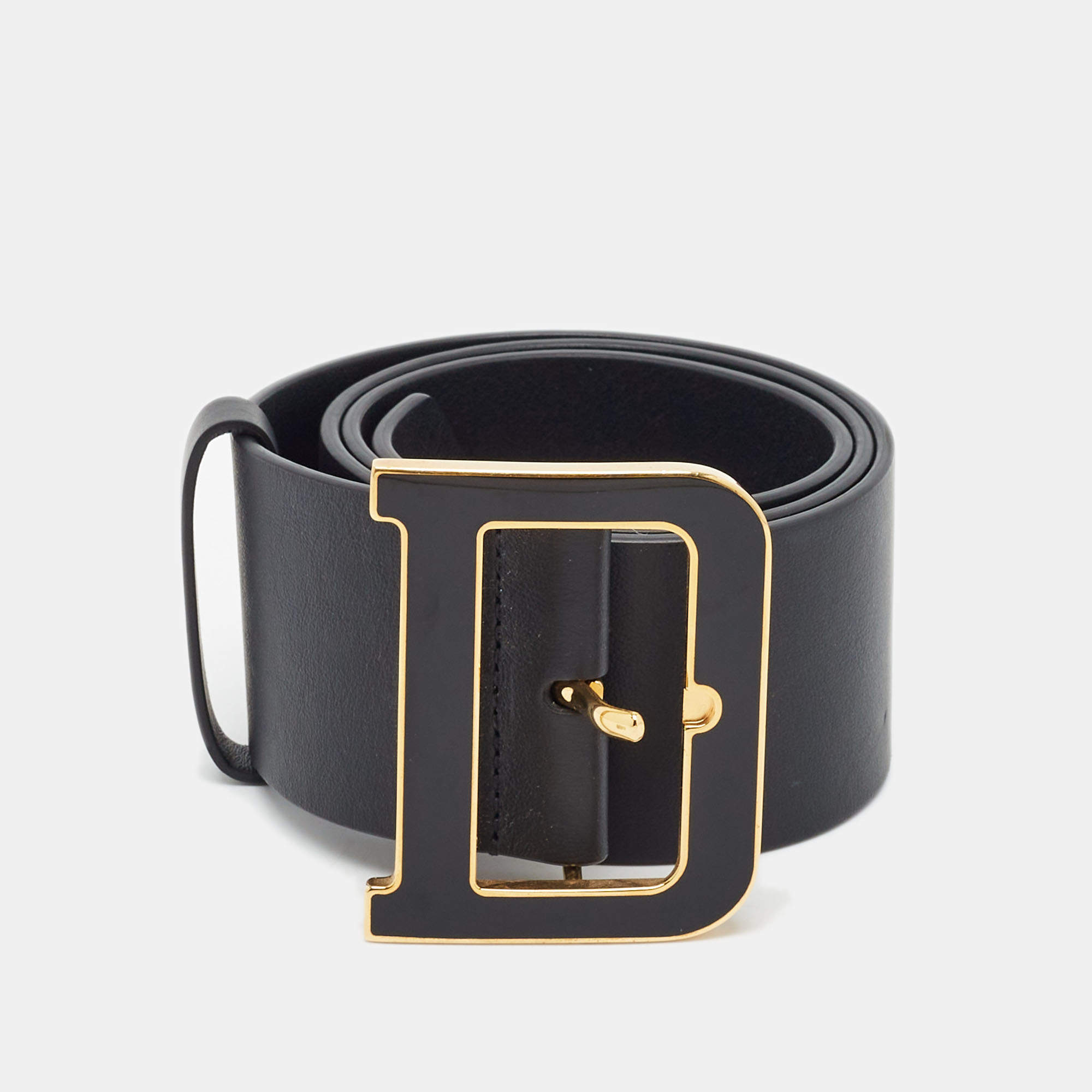 Pre Owned Dior Diorquake 75CM Buckle Belt Black Leather