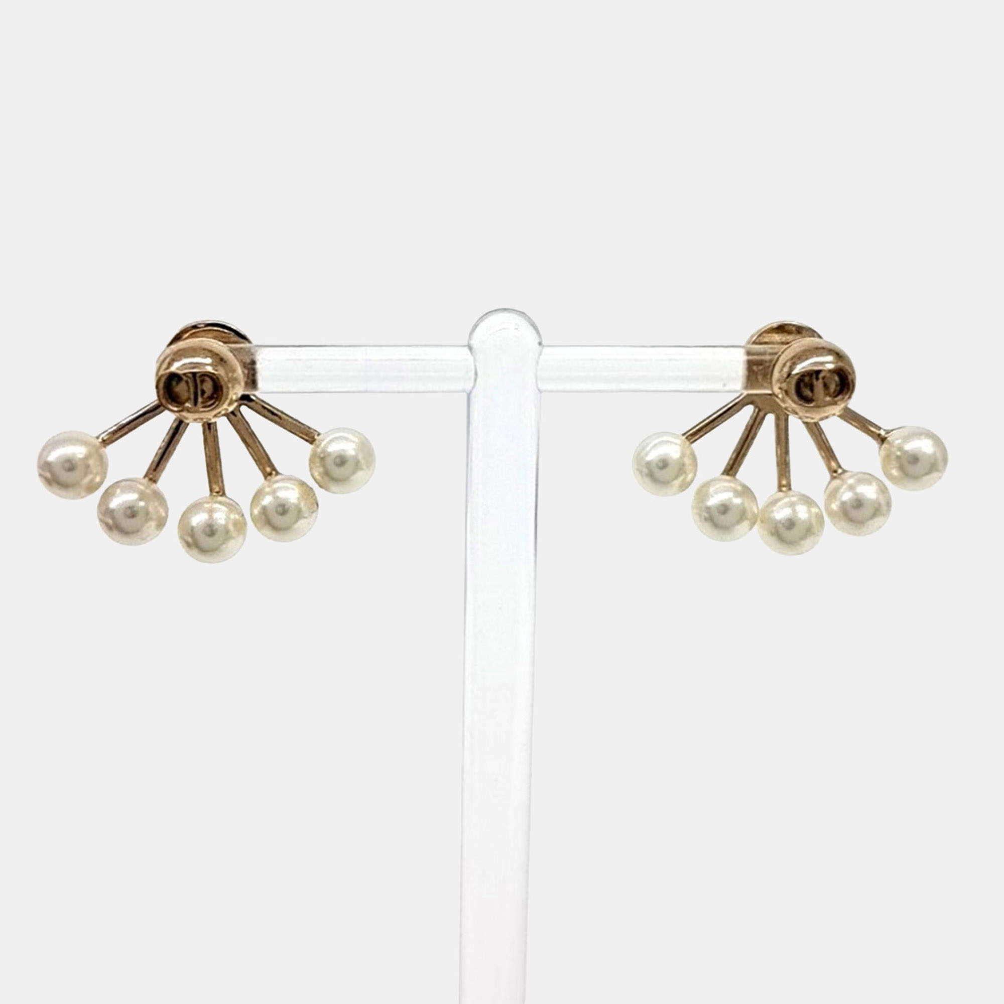 Pre Owned Christian Dior Gold Tone Pearl Earrings