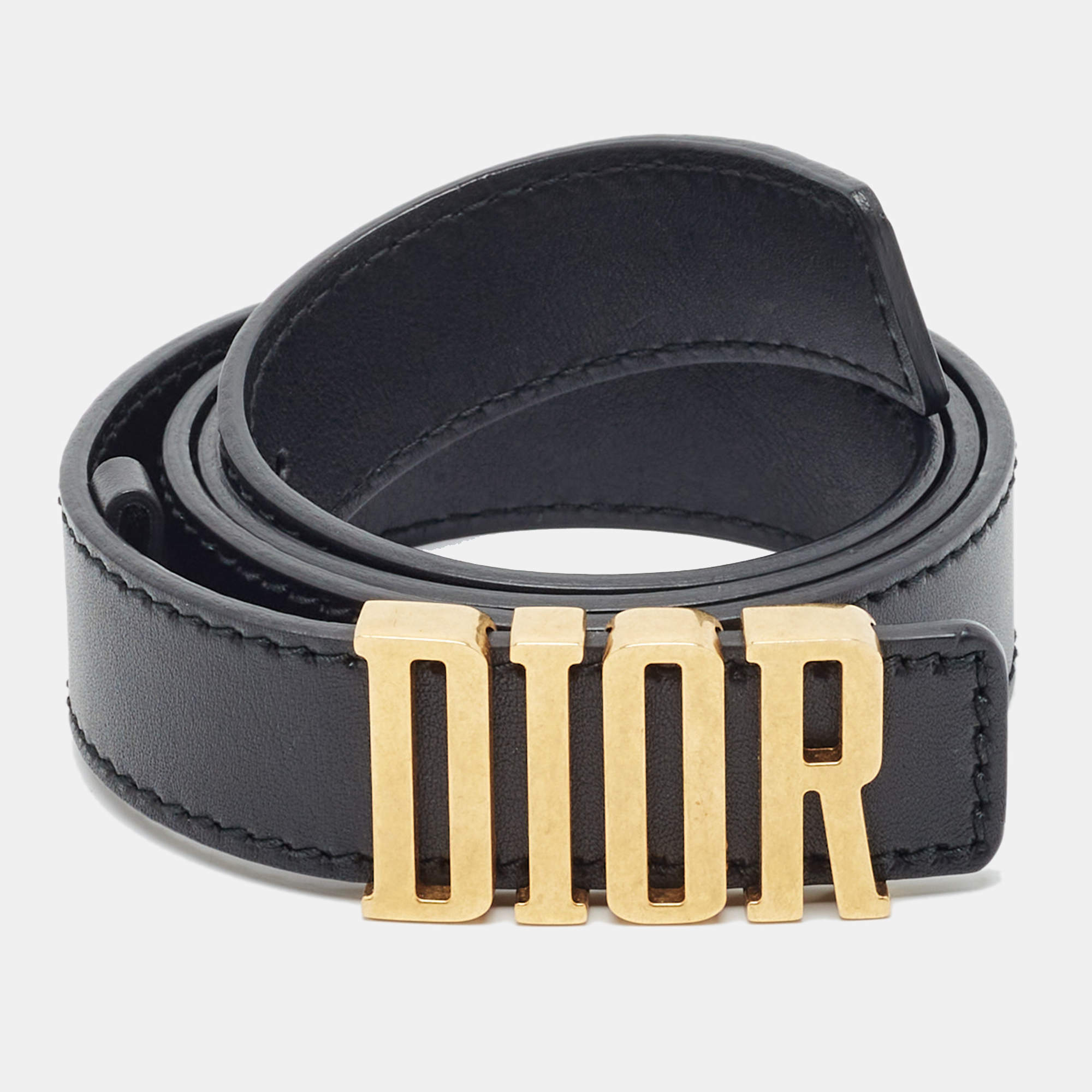 Pre Owned Dior D-Fence 85 CM Buckle Belt Black Leather