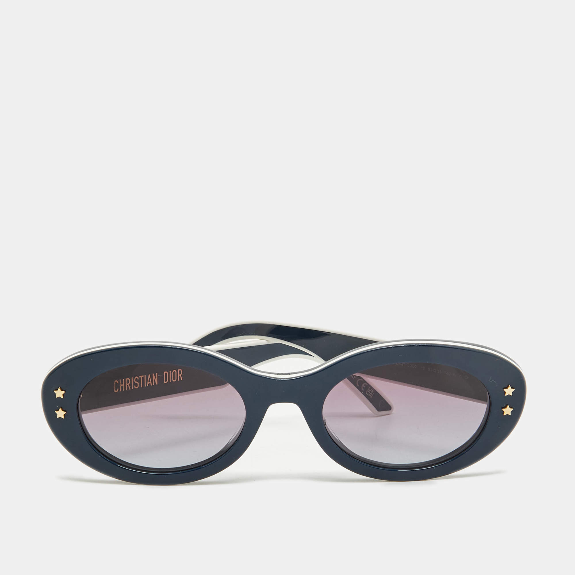 Pre Owned Dior Navy Blue/White DiorPacific B41 Cat Eye Sunglasses