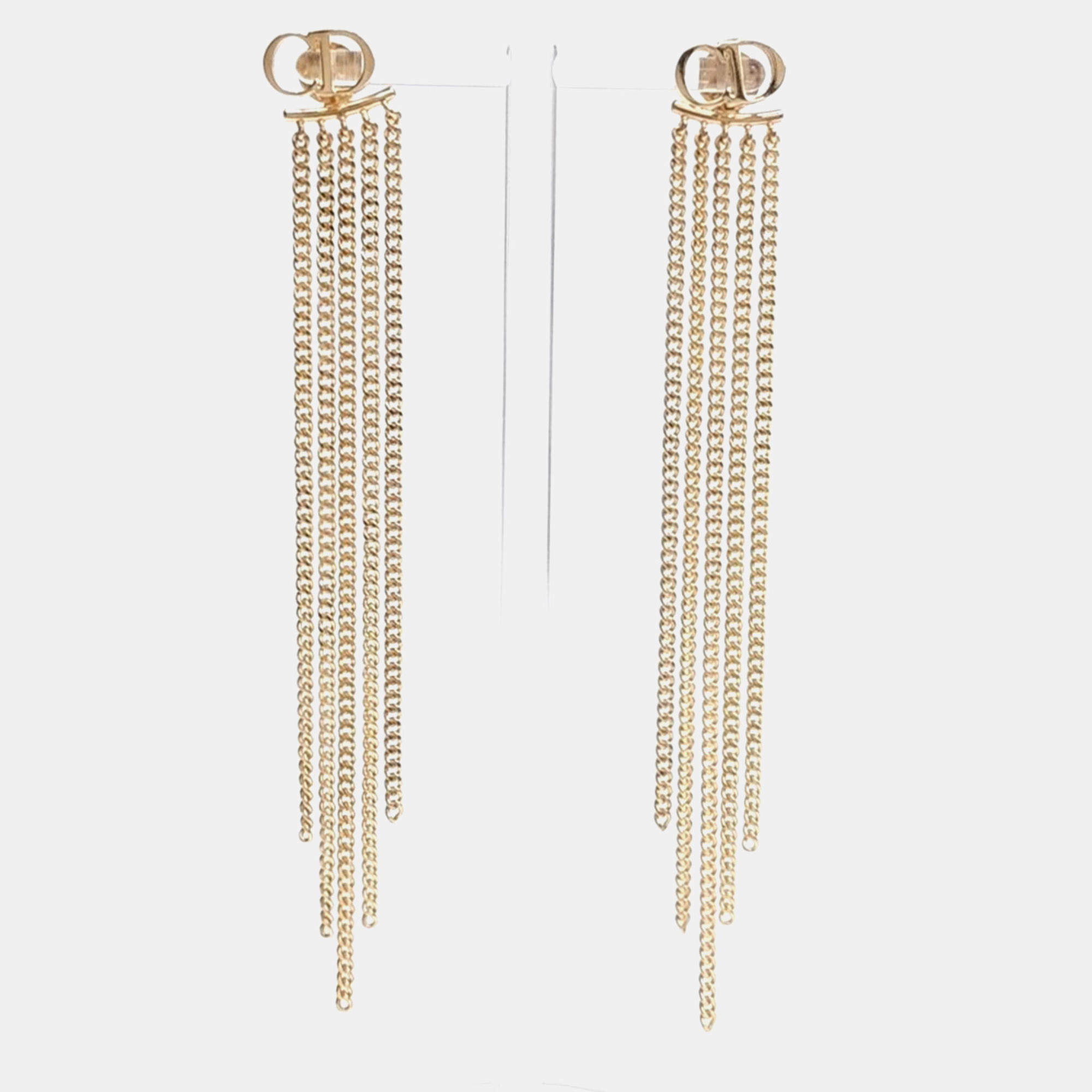 Pre Owned Christian Dior Gold Tone Earrings