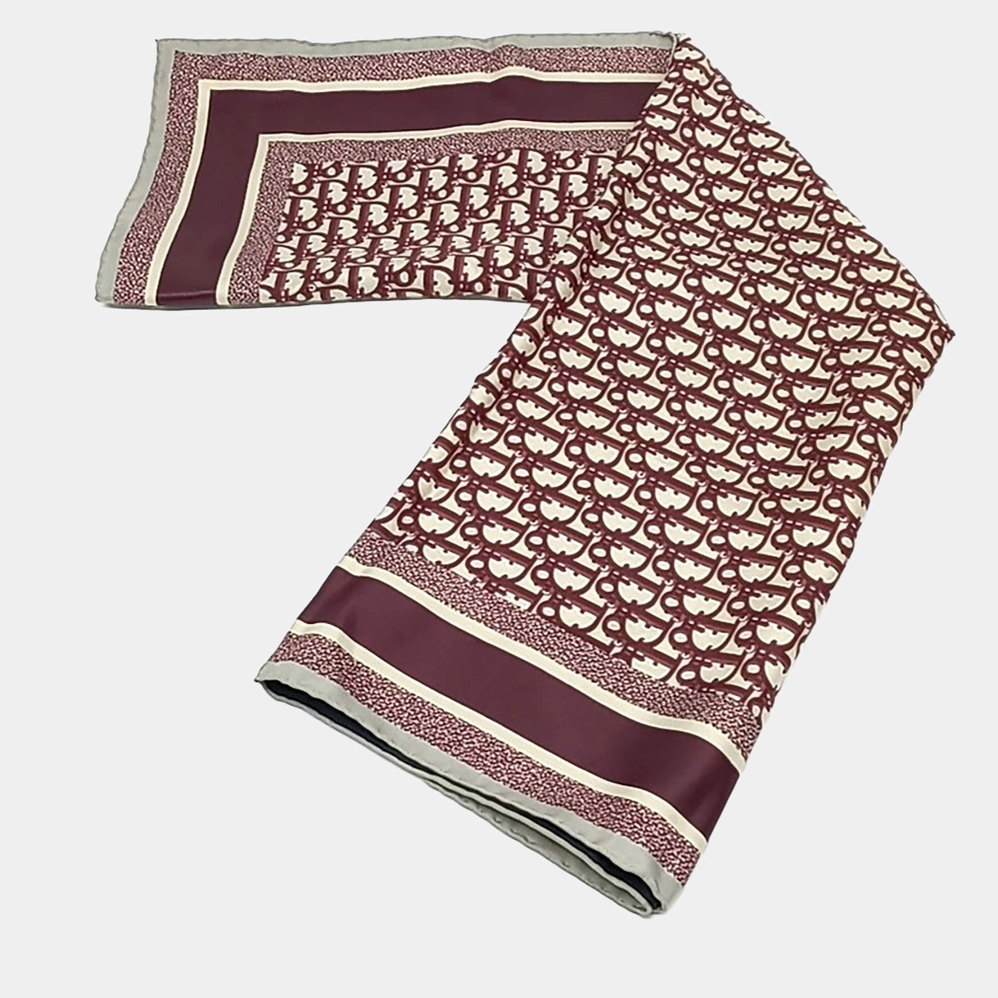 Pre Owned Christian Dior Oblique Dior Twin Silk Scarf