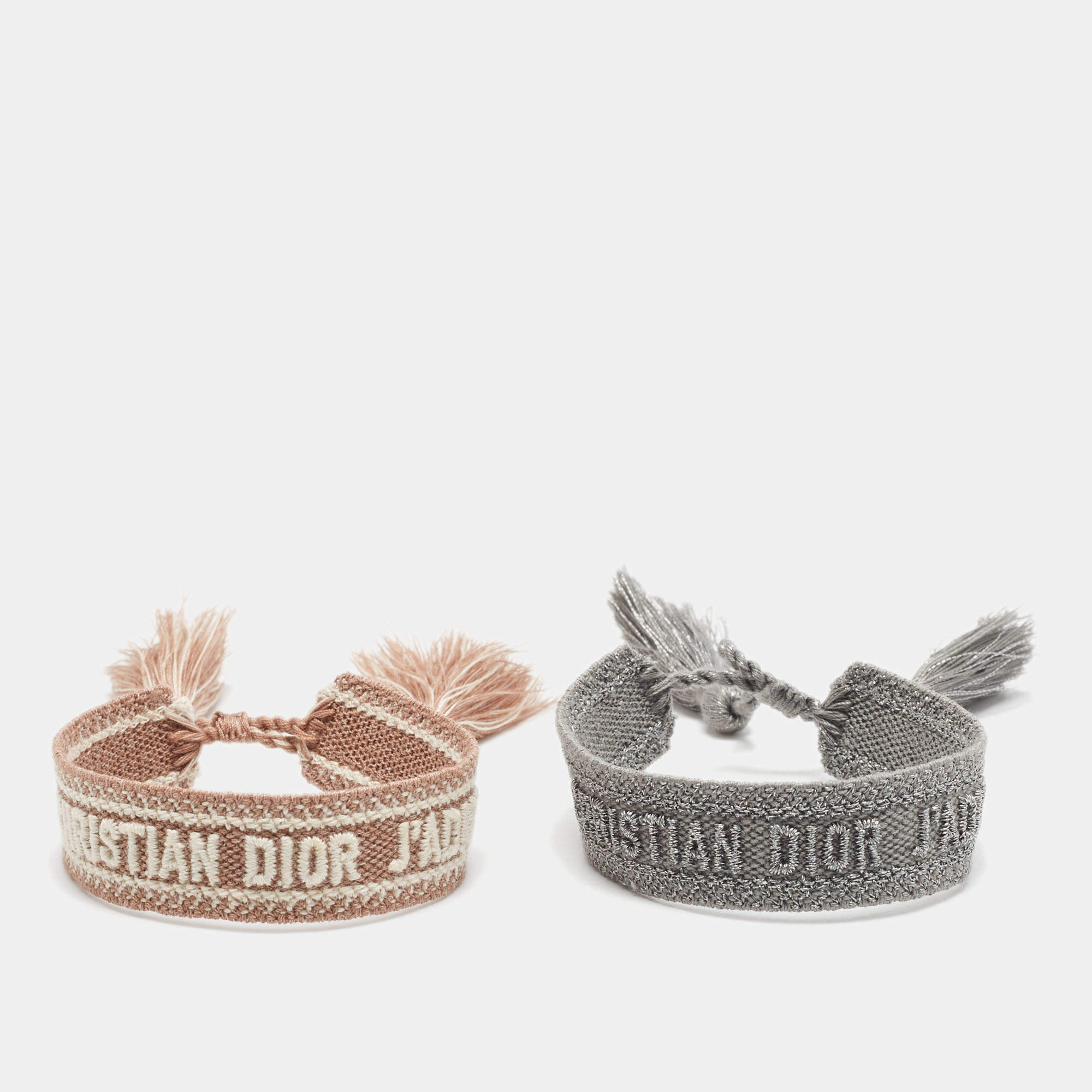 Pre Owned Dior J'Adior Woven Fabric Friendship Bracelet Set of 2