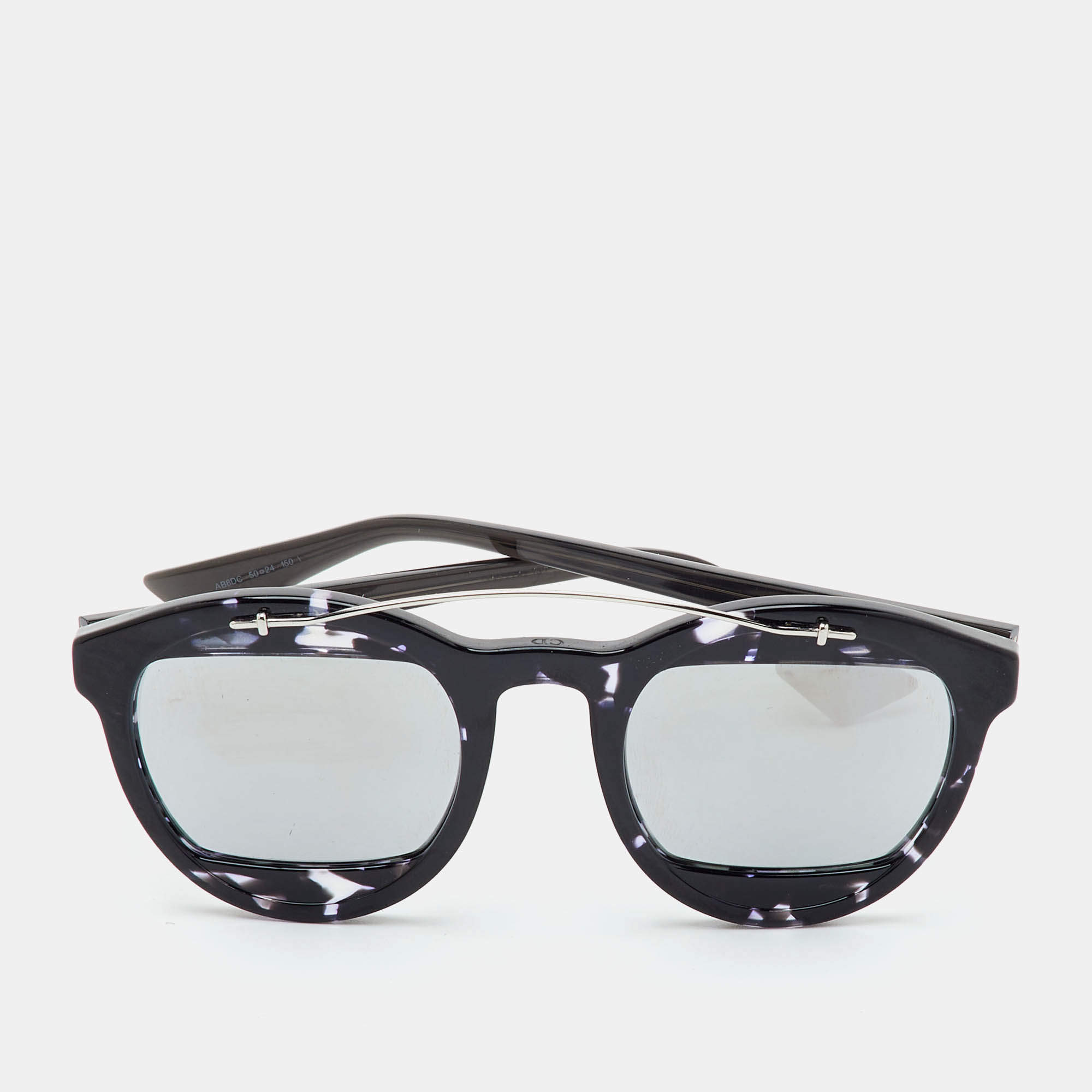 Pre Owned Dior Black Tortoiseshell/Grey Mirrored DiorManial Round Sunglasses