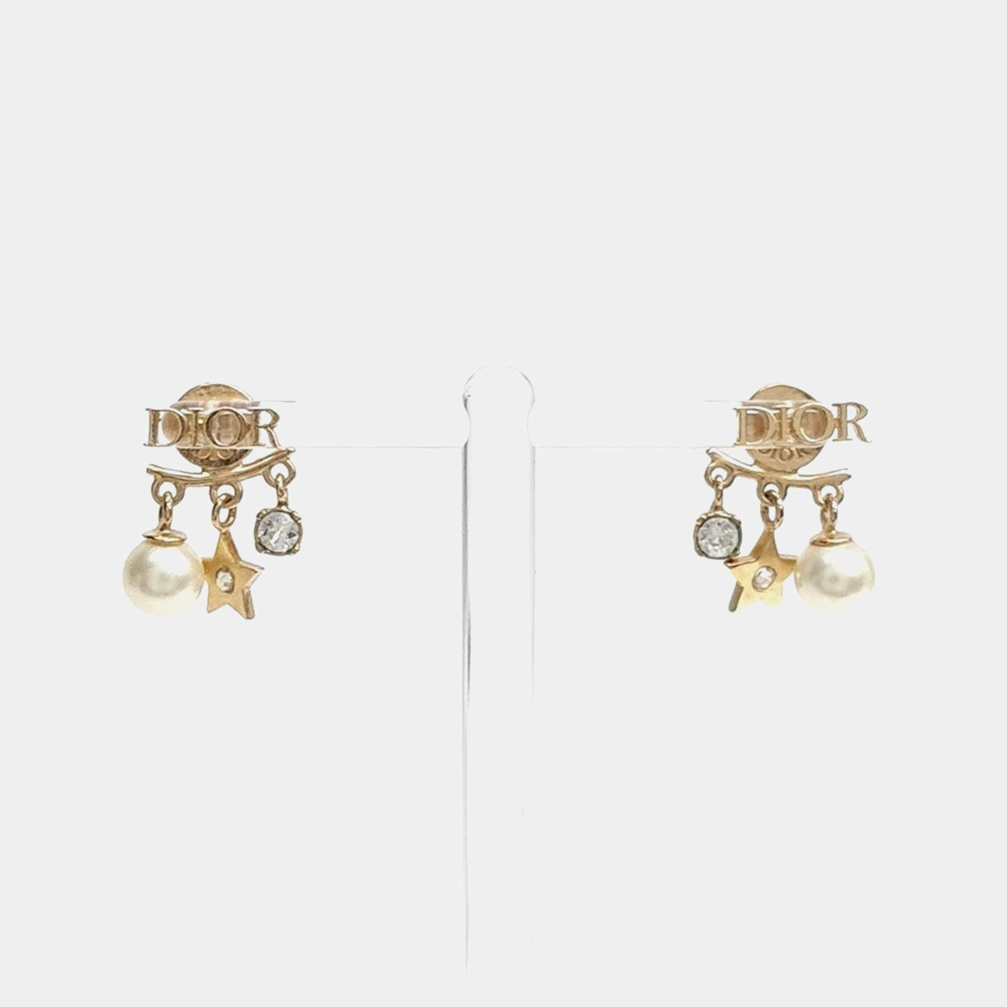 Pre Owned Christian Dior Gold Tone Earrings