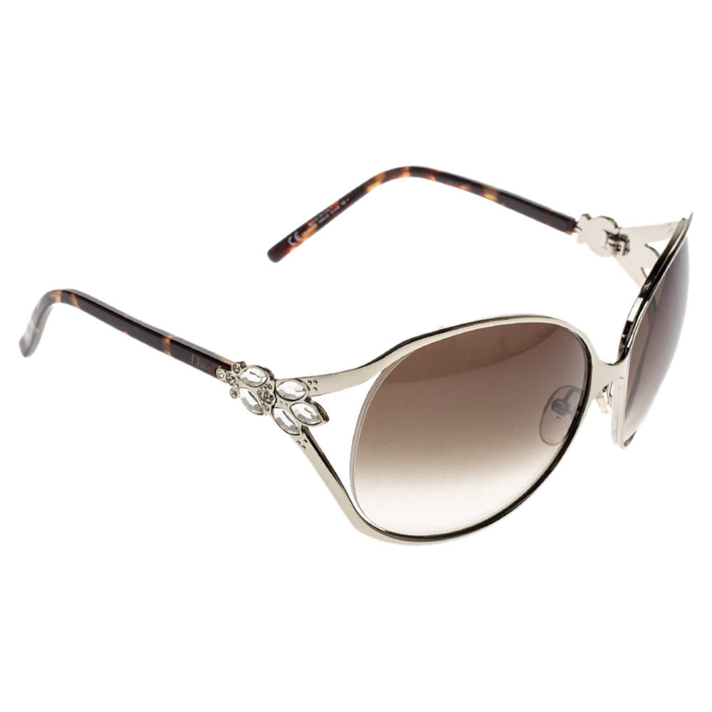 Pre Owned Dior Silver/Brown Gradient M88JS Diorose Oversize Sunglasses