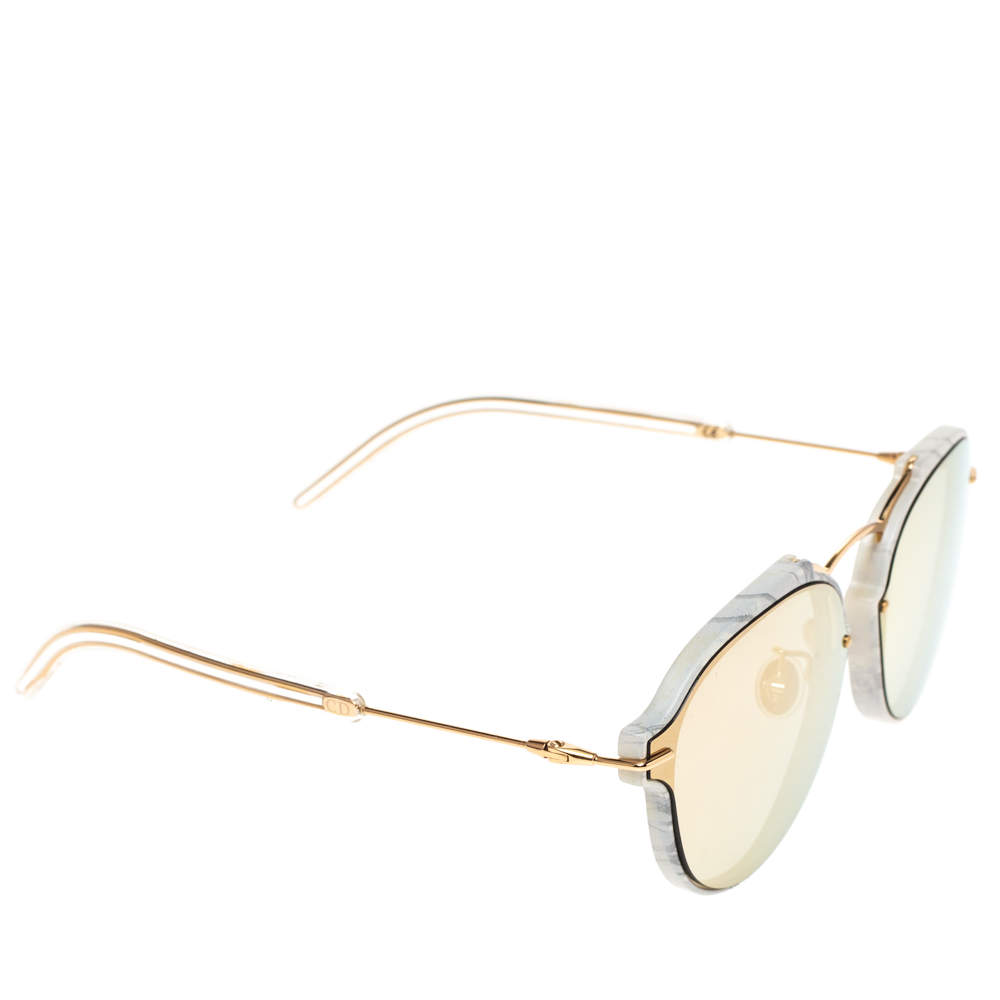 Pre Owned نظارة شمسية ديور عاكسة أكليت جي بي زد0جيه عاكسة رخامية رمادية