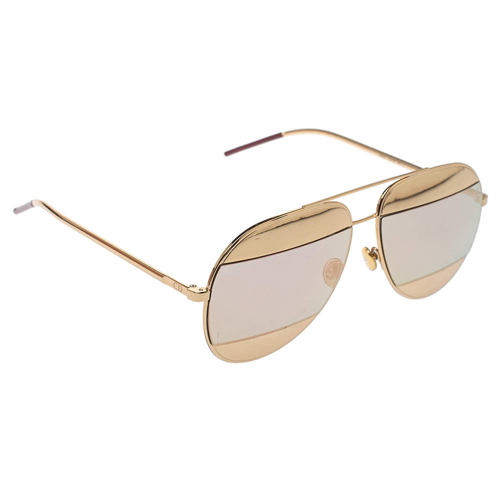 Pre Owned Dior Gold Mirror DiorSplit1 Aviators Sunglasses
