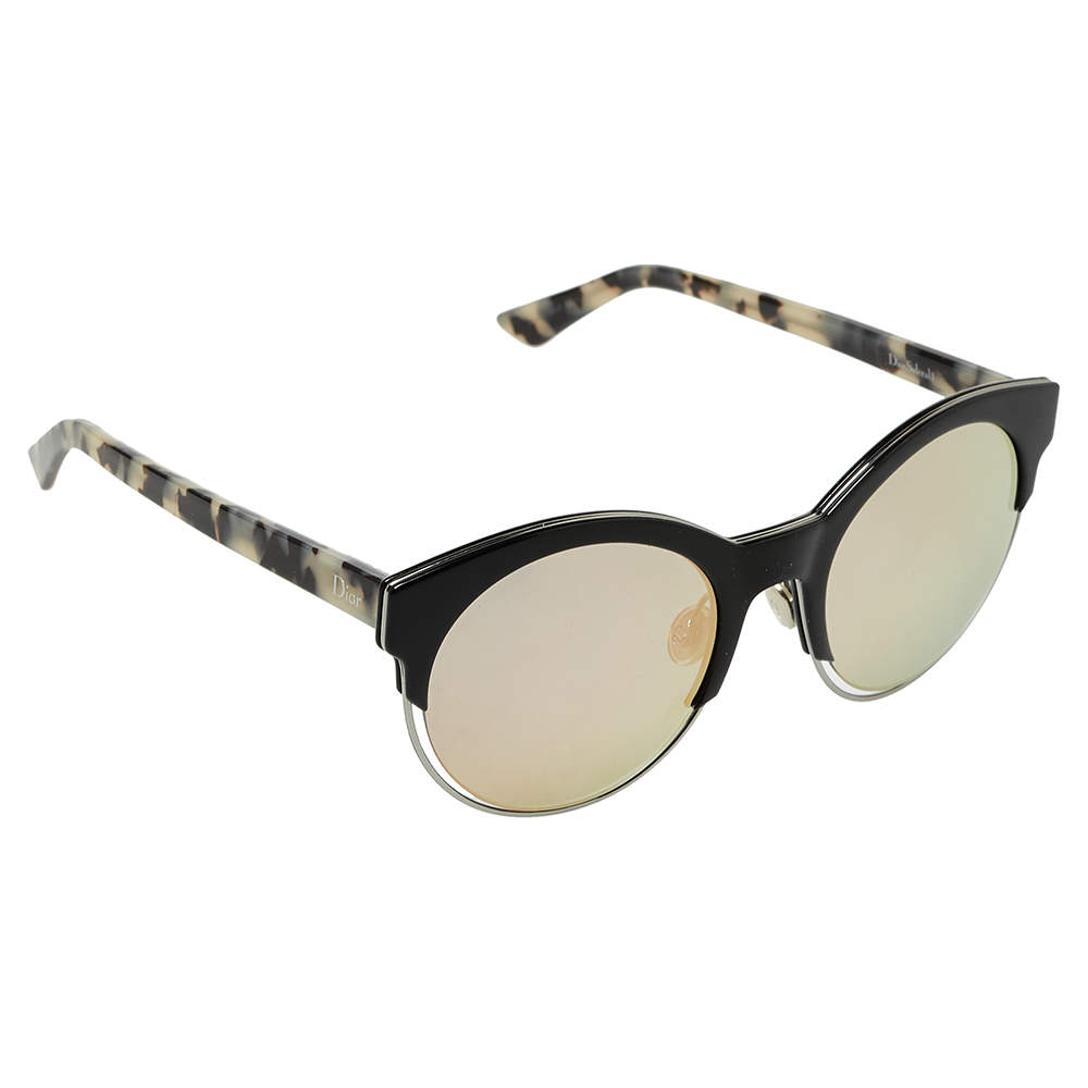 مملوكة مسبقًا نظارة شمسية ديور مستديرة ديورسيدرال1 عاكسة ثنائية اللون/ هافانا وسوداء