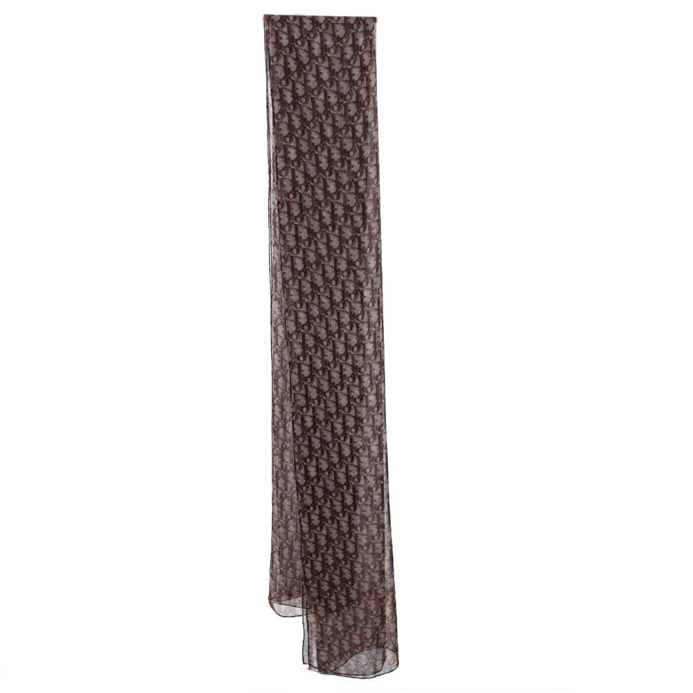 Dior Brown Oblique Print Sheer Silk Stole