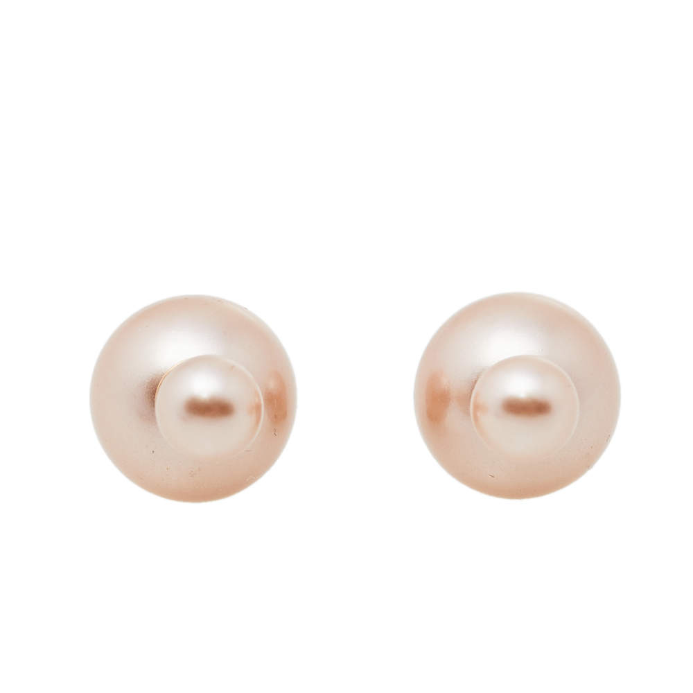 مملوكة مسبقًا Dior Pink Cream Faux Pearl Mise en Dior Tribales Stud Earrings