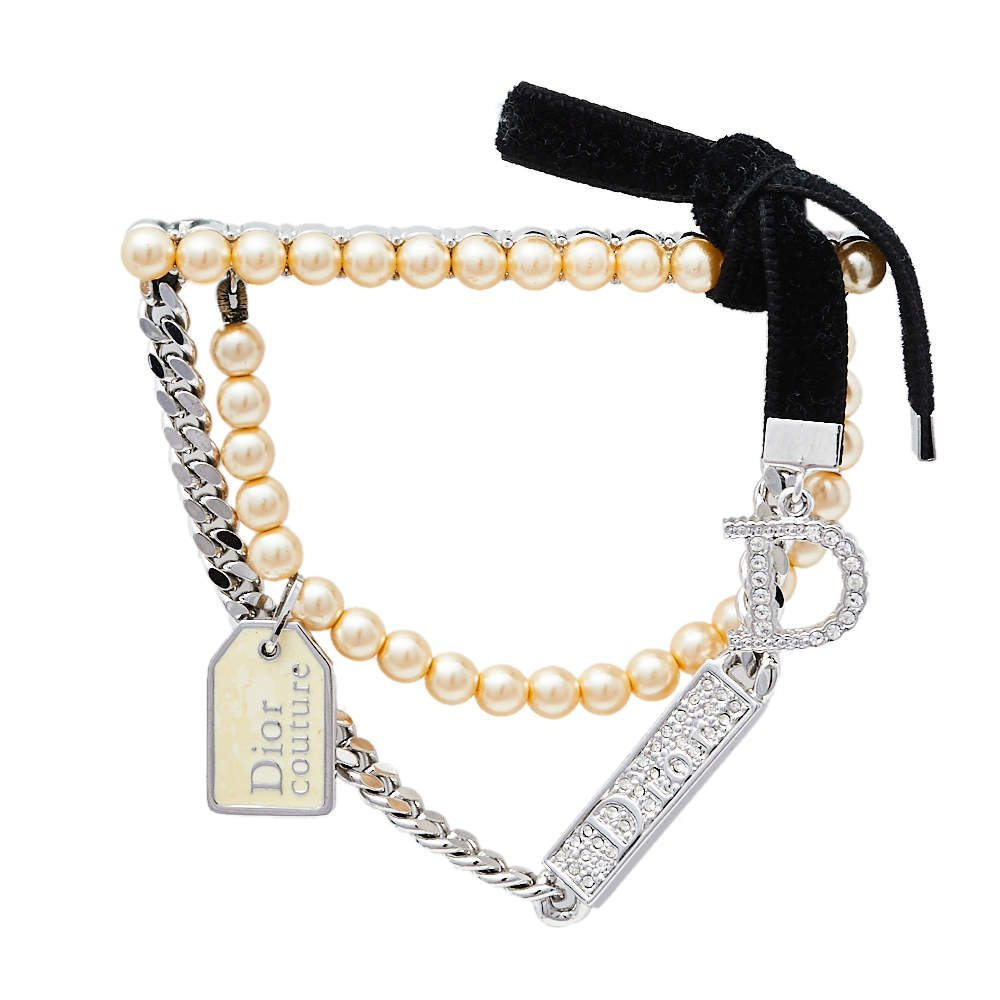 مملوكة مسبقًا Dior Couture Faux Pearl Crystal Embedded Layered Pin Brooch
