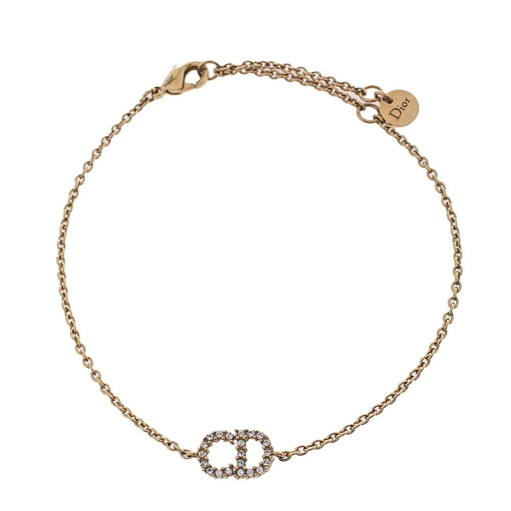 Pre Owned Dior Gold Tone Crystal Clair D Lune Bracelet
