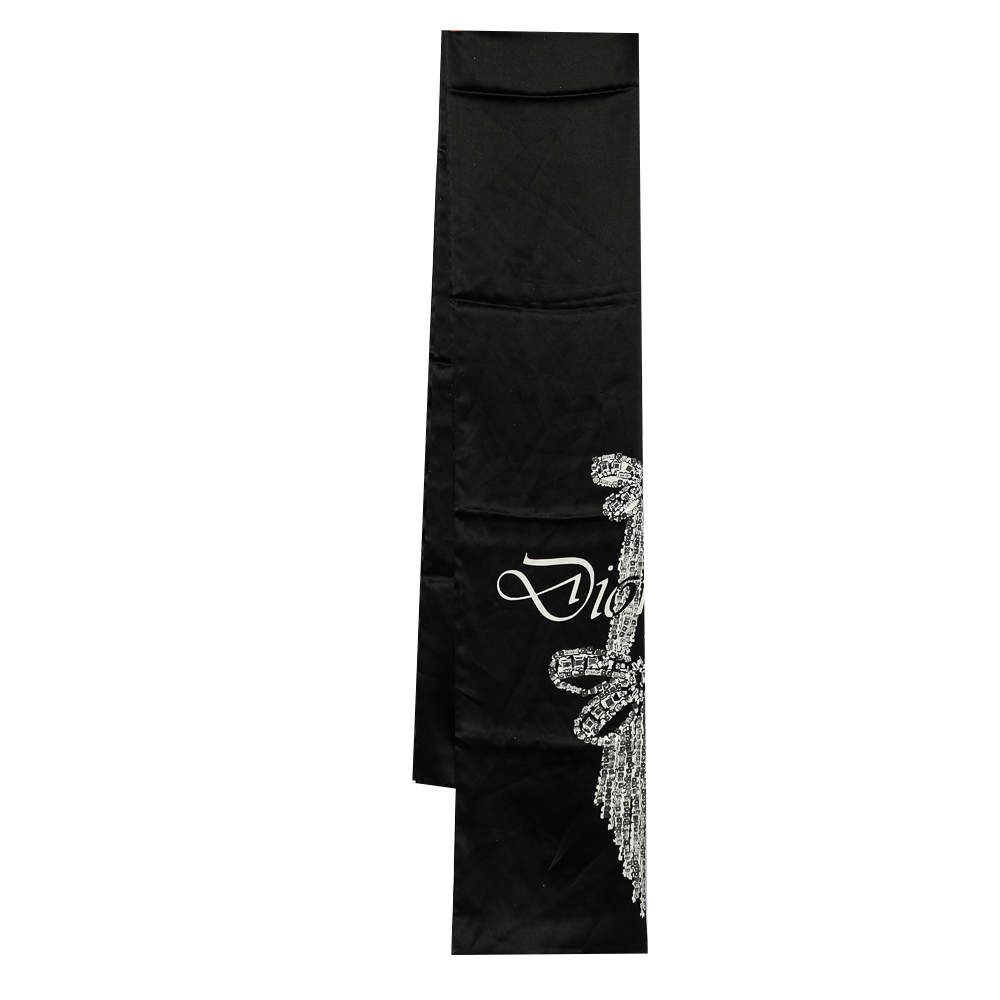 Christian Dior Black Diorgeous Printed Silk Satin Stole 