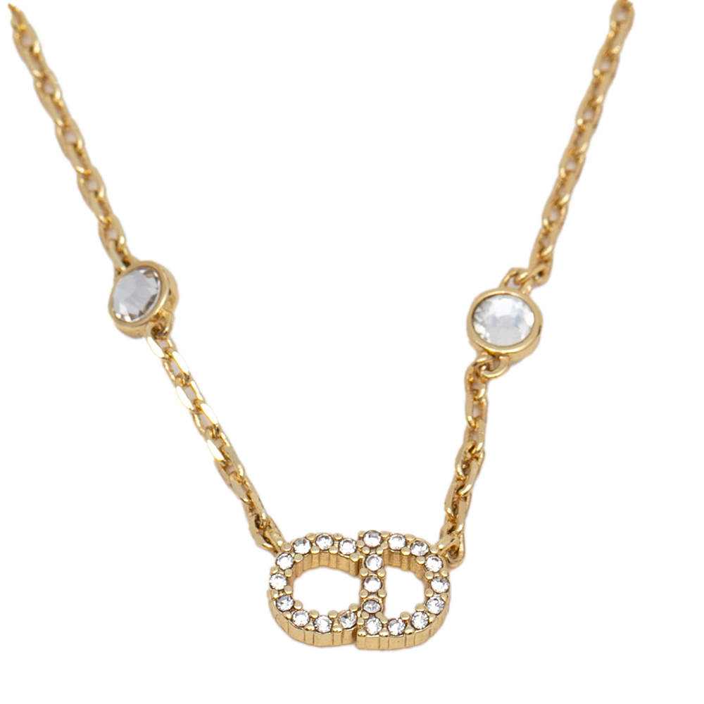 Dior Gold Tone Faux Pearls Crystals Clair D Lune Necklace Dior TLC