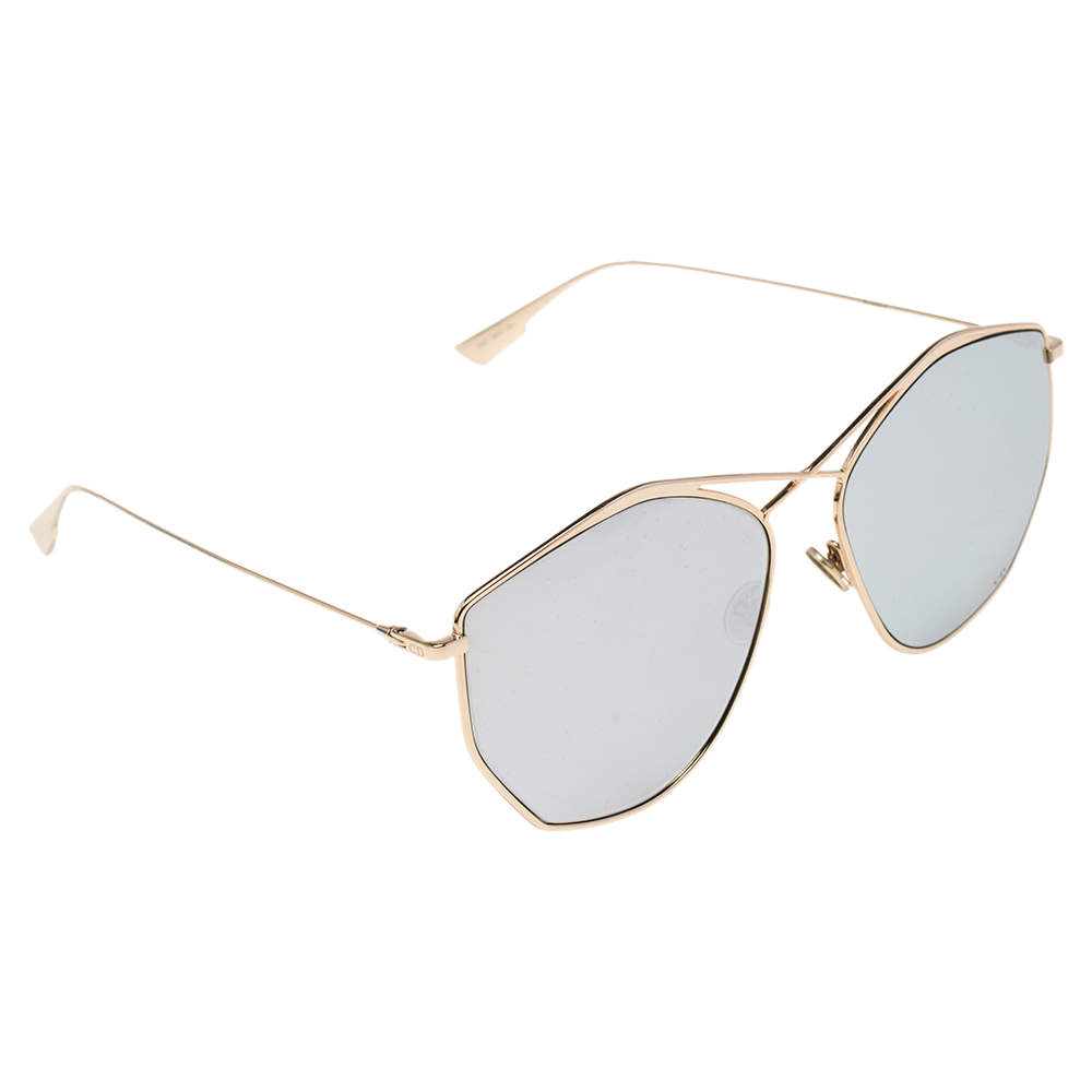 Dior Gold Tone/Silver Stellaire4 Geometric Mirrored Sunglasses