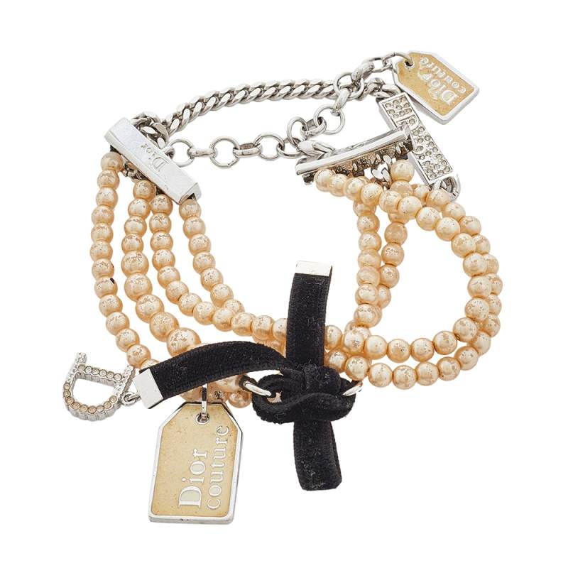 Dior Couture Faux Pearl Multi Strand Bracelet 