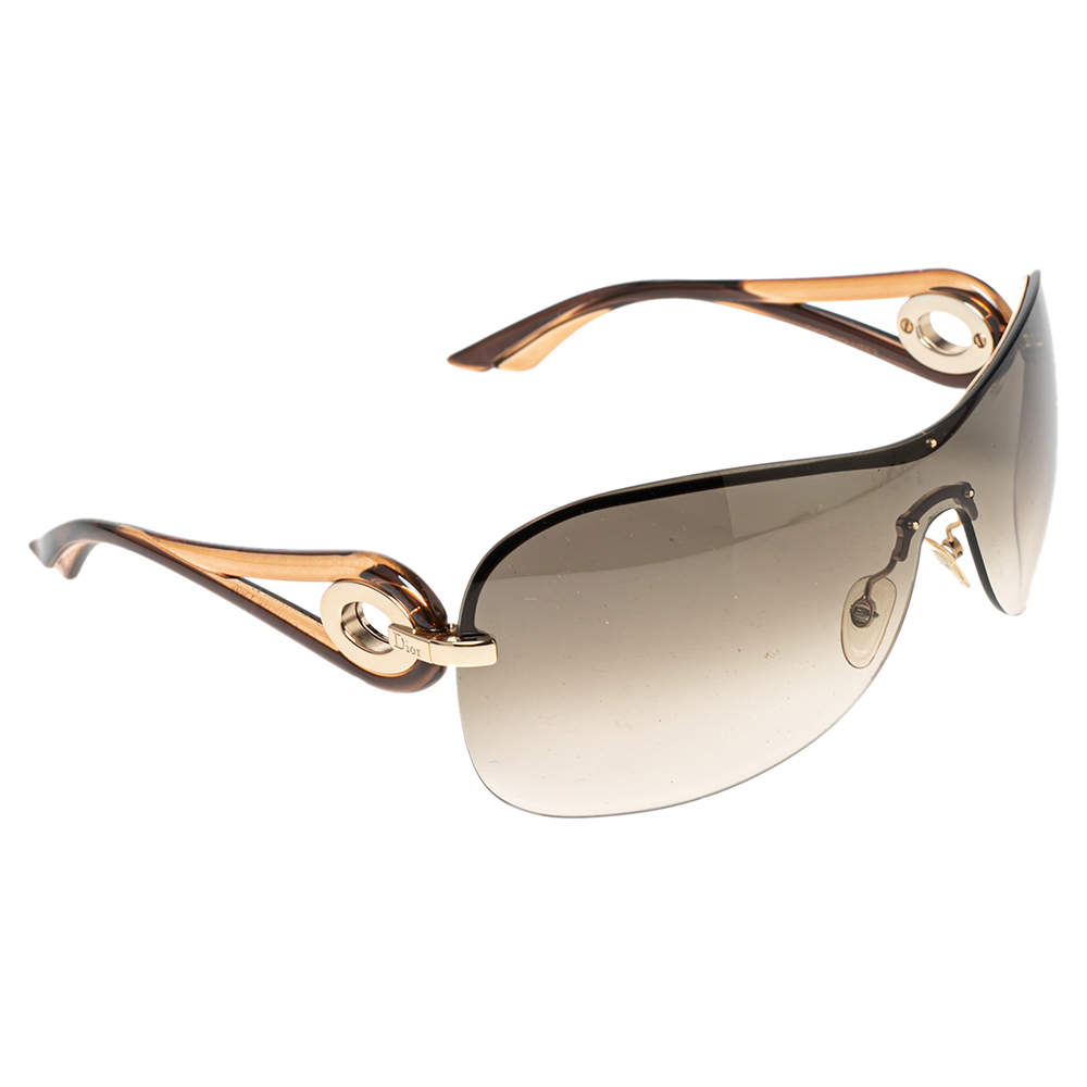 Pre Owned Dior Brown /Green Gradient DiorVolute 3 Shield Sunglasses