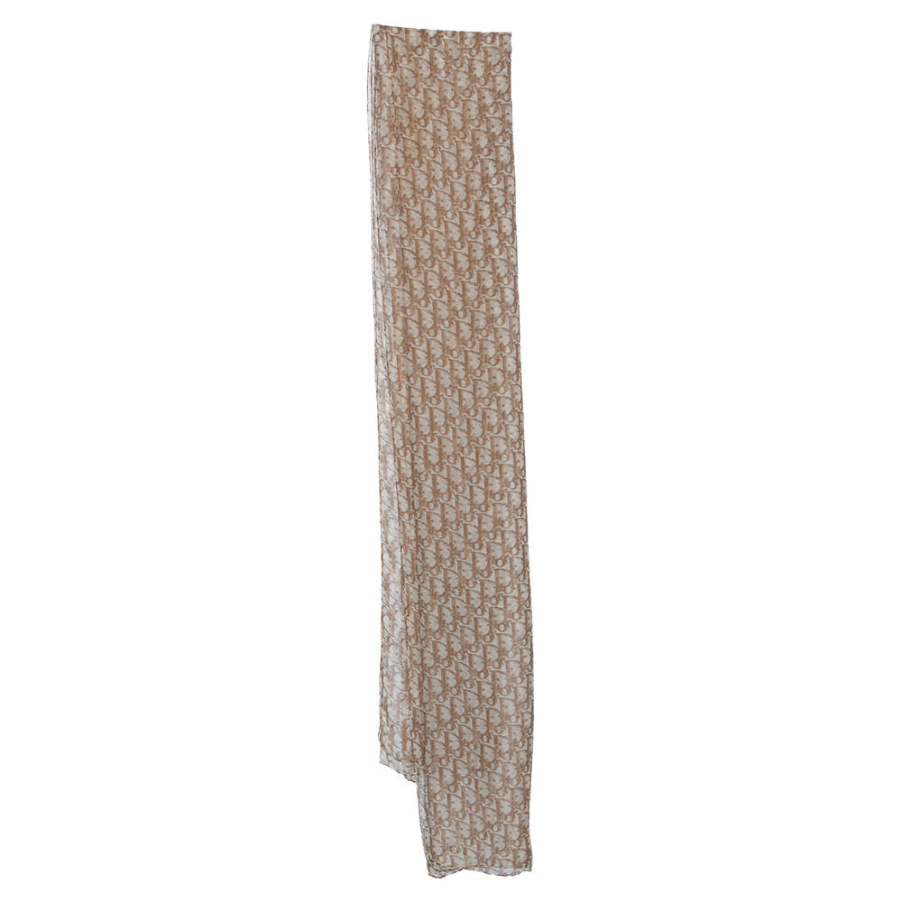 Pre Owned وشاح ديور حرير كريب أوبليك مطبوع بيج