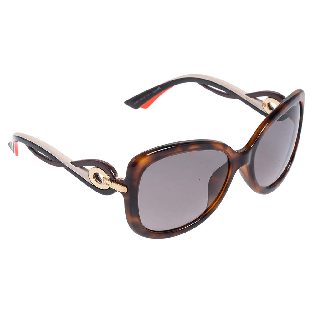 Dior Brown Tortoise Acetate Dior Twisting Oversized Sunglasses