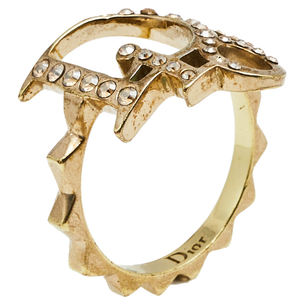 【Dior】gold-tone l halo logo ring【ランク:A】 Dior CD Crystals Gold Tone Logo Triple Ring Size 54 | eBay