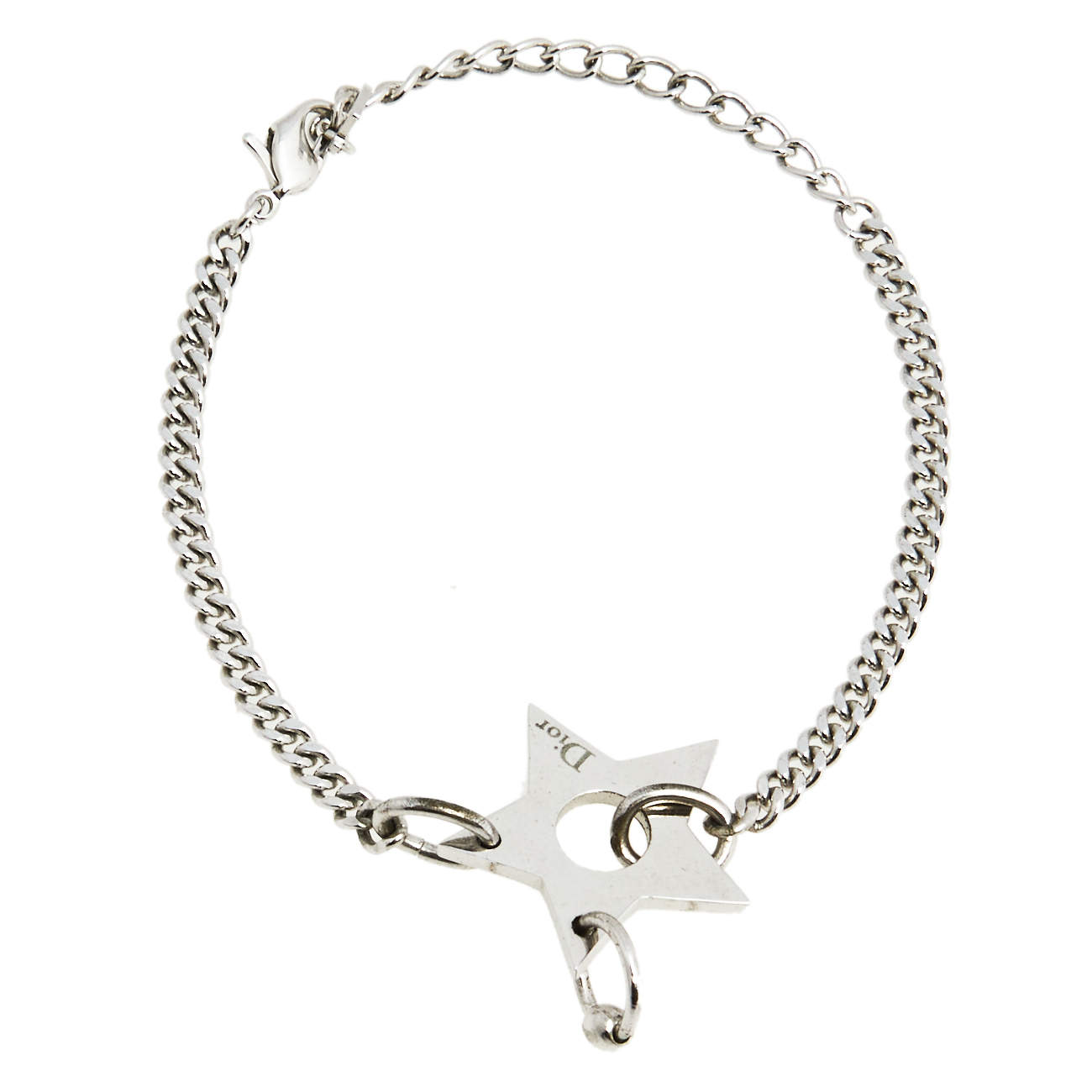 Pre Owned Dior Silver Tone Star Pendant Bracelet