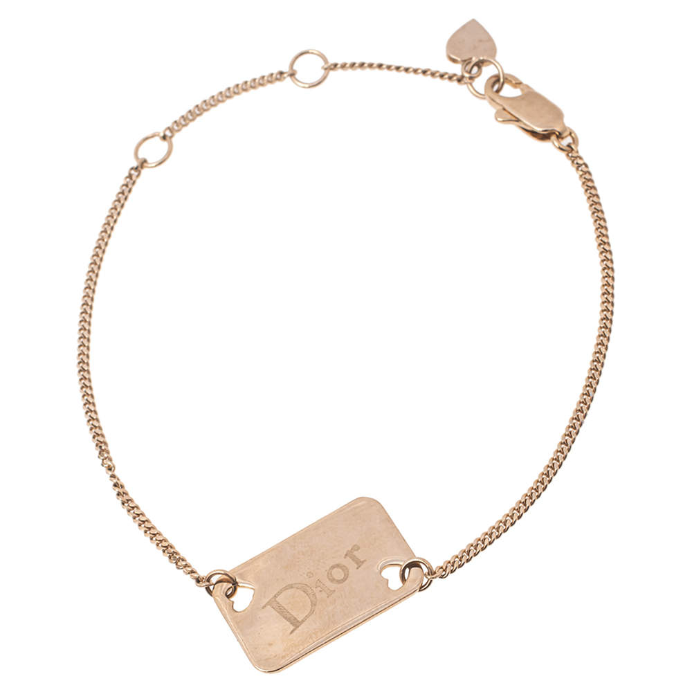 Dior Gold Tone Logo Playing Card Charm Bracelet