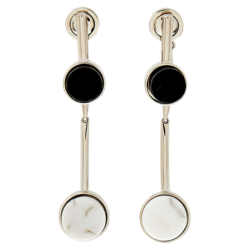 Pre Owned Dior Two Tone Howlite Shades Drop Earrings