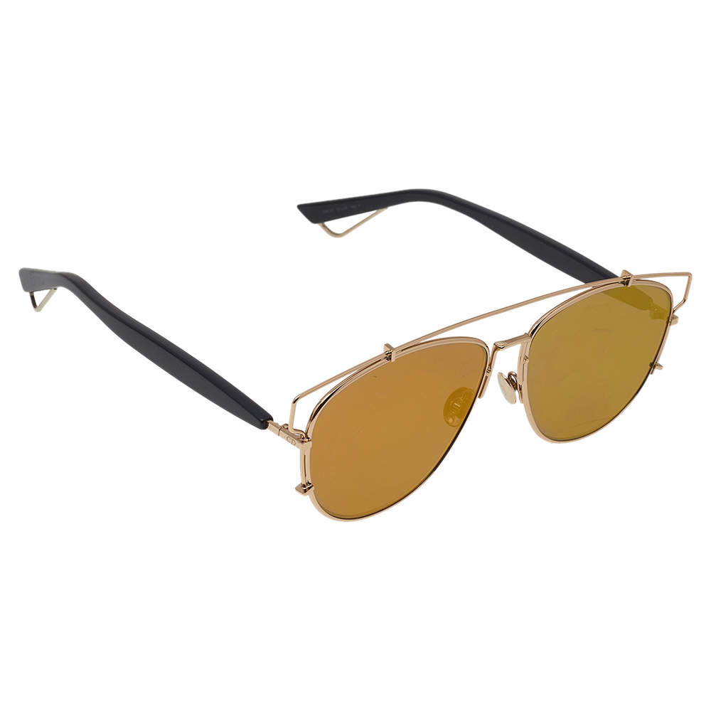 Pre Owned Dior Black/Gold RHL83 Technologic Aviator Sunglasses