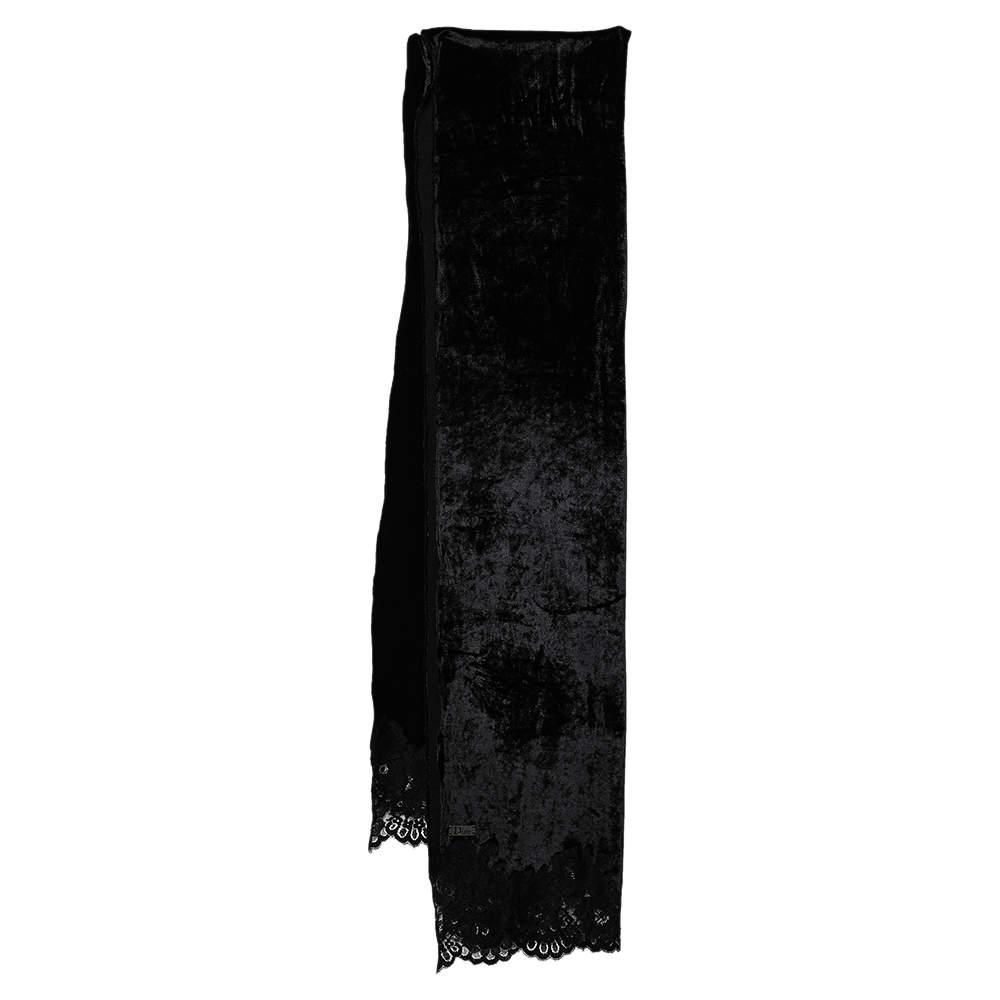 Pre Owned Dior Vintage Black Lace Detail Velvet Scarf
