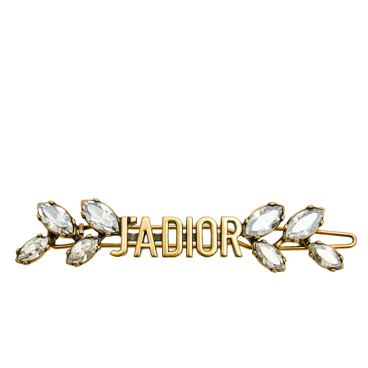 Pre Owned Dior J'Adior Crystals Gold Tone Metal Pin