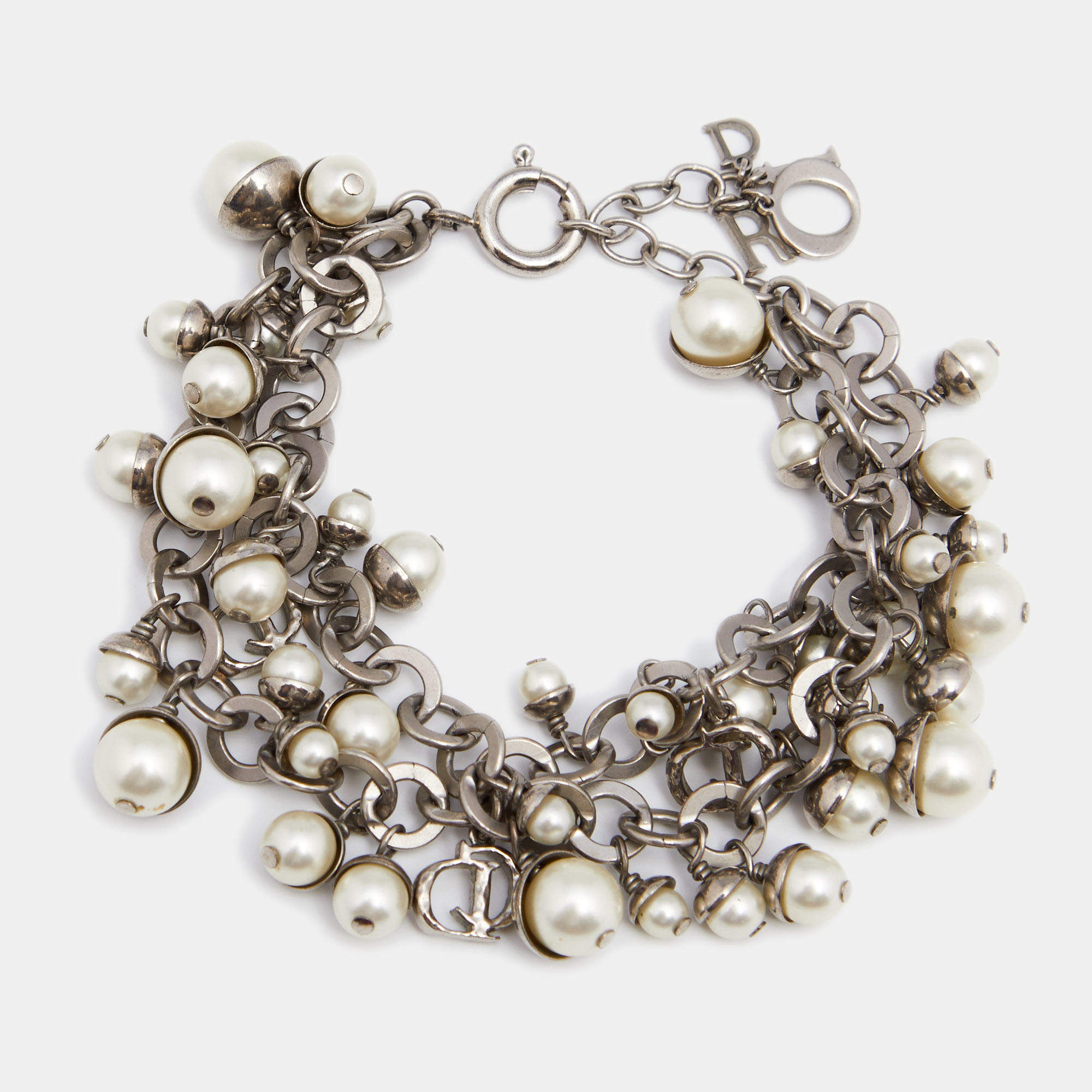 Dior Silver Tone Mise en Dior Multi Strand Bracelet 