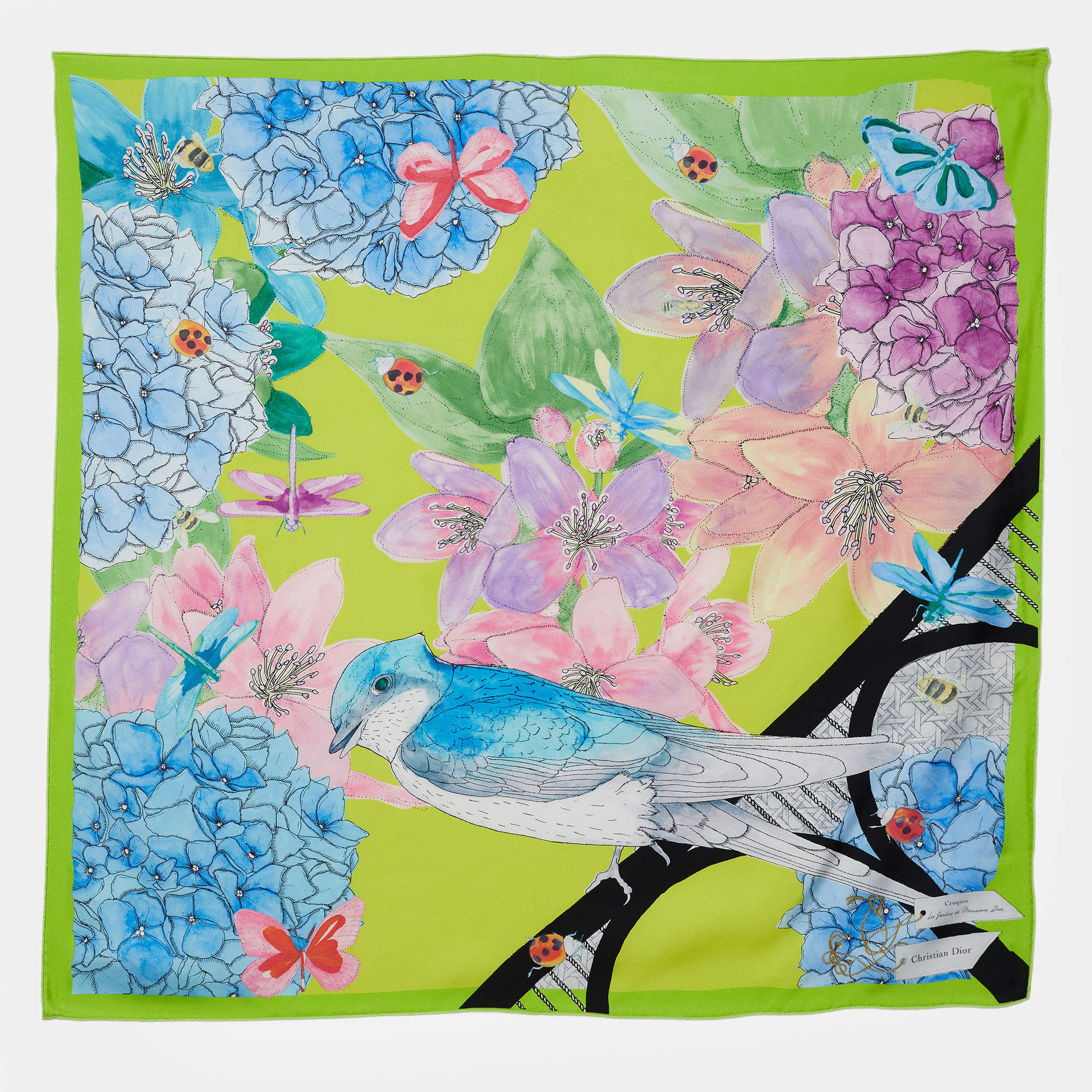 مملوكة مسبقًا Dior Multicolor Le Jardins de Monsieur Dior Silk Scarf