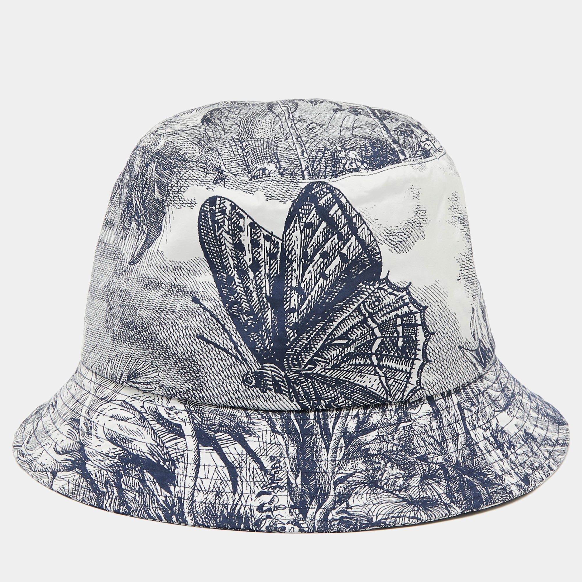مملوكة مسبقًا Dior Blue Printed Toile De Jouy Synthetic Bucket Hat