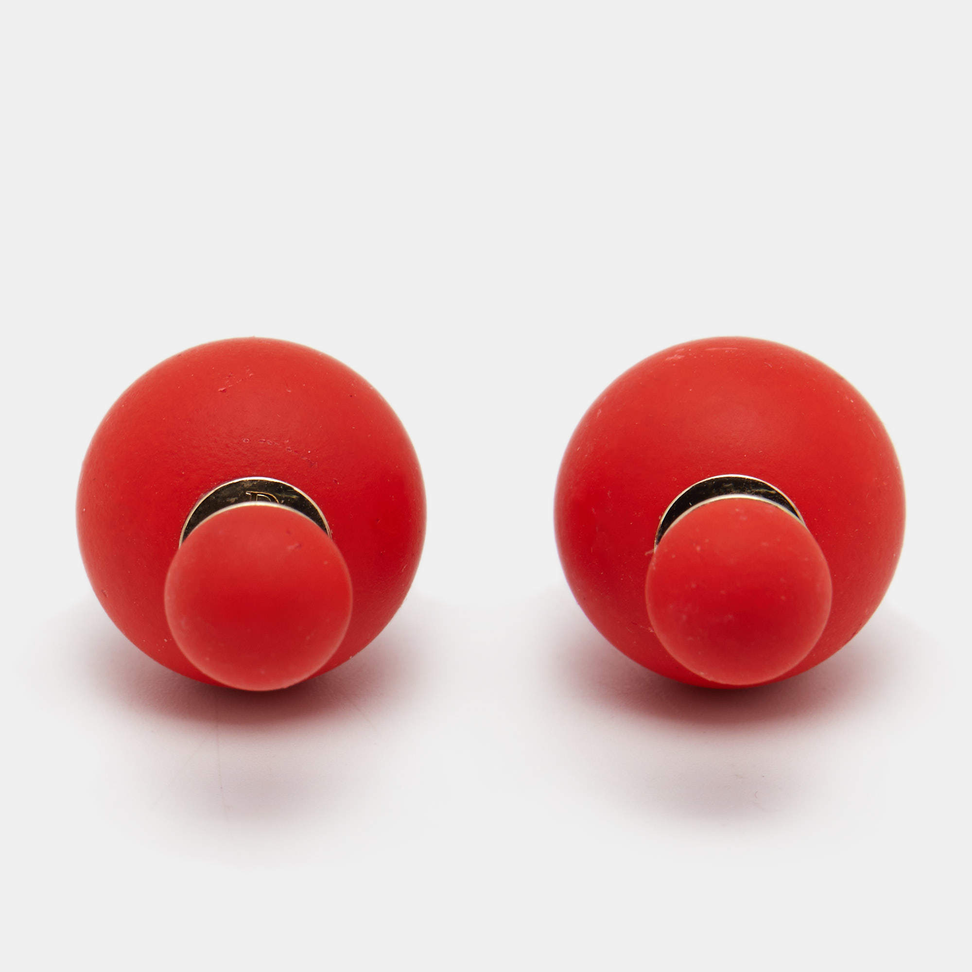 Dior Mise En Dior Tribales Matte Orange Gold Tone Metal Stud Earrings