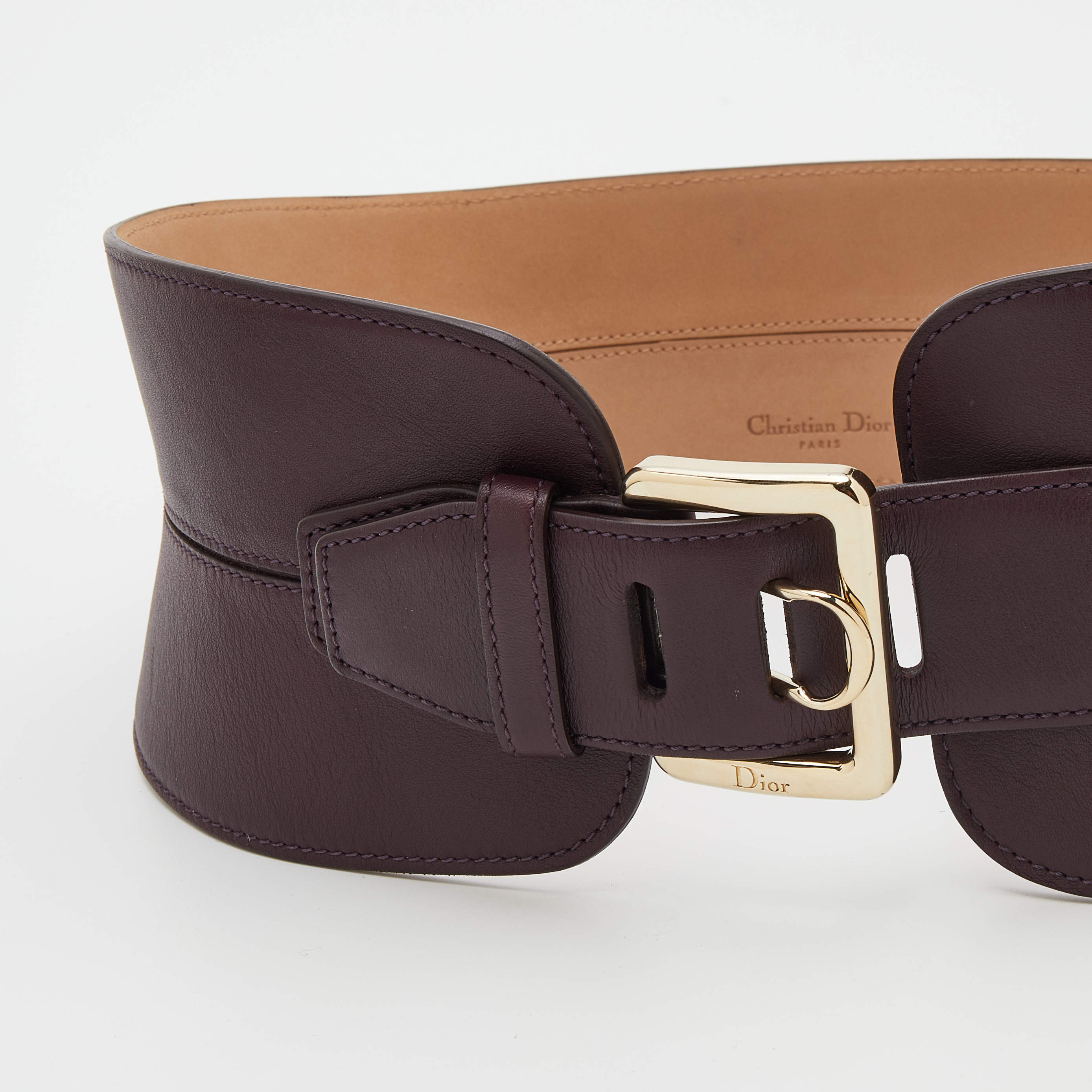 Dior Plum Leather Bar Wide Waist Belt S Dior TLC