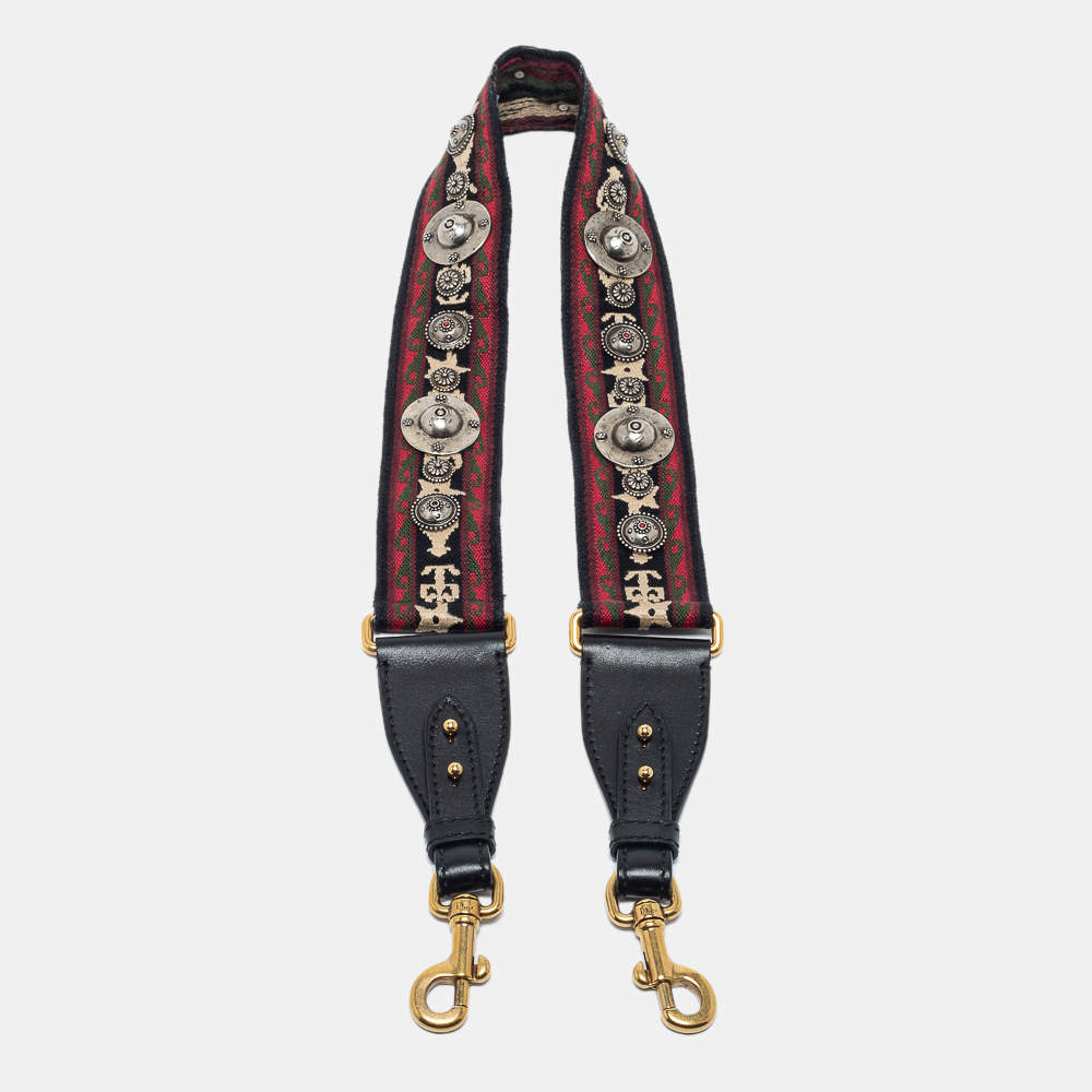 Pre Owned Dior Multicolor Embroidered Canvas and Leather Embellished Shoulder Bag Strap