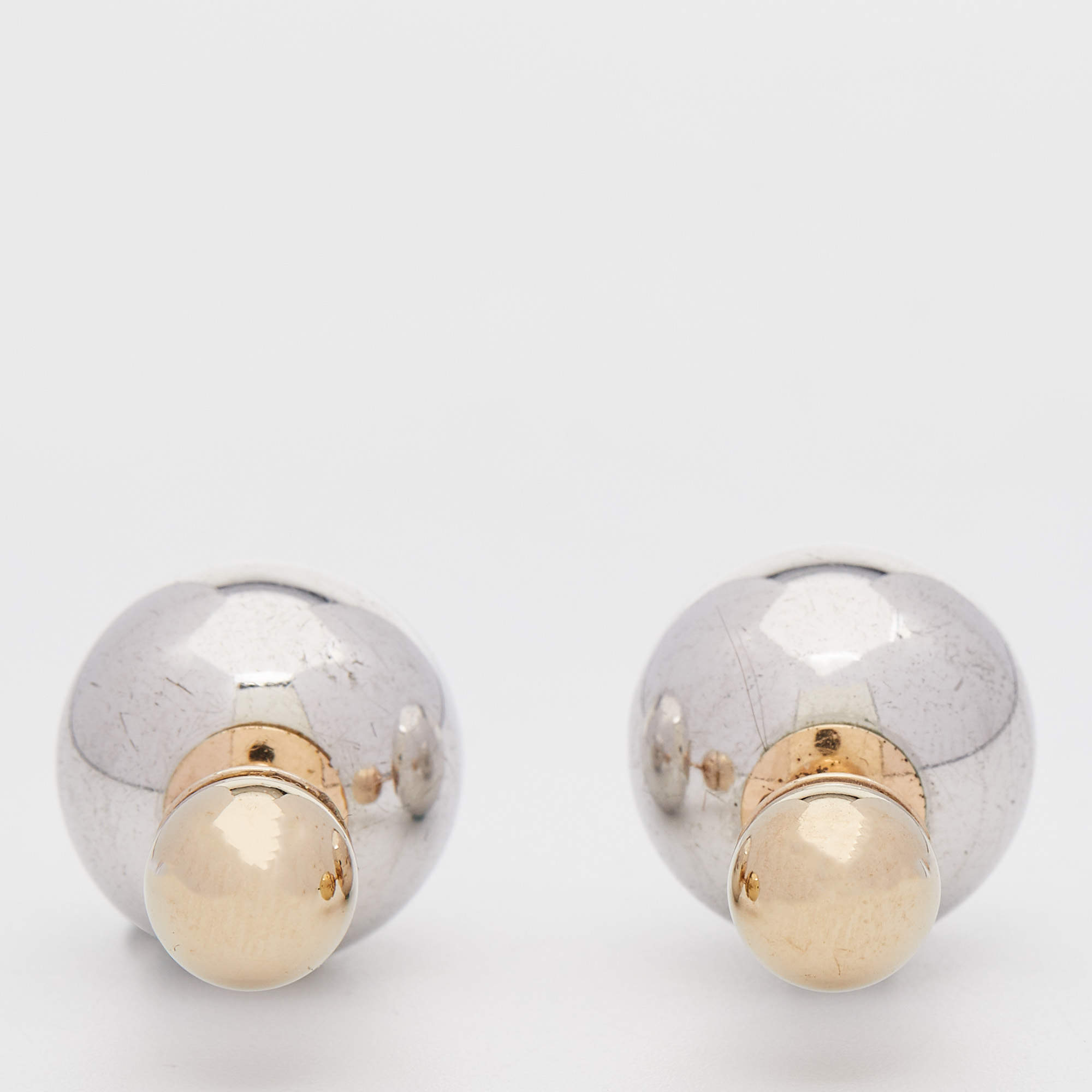 Pre Owned Dior Two Tone Mise En Dior Tribales Stud Earrings