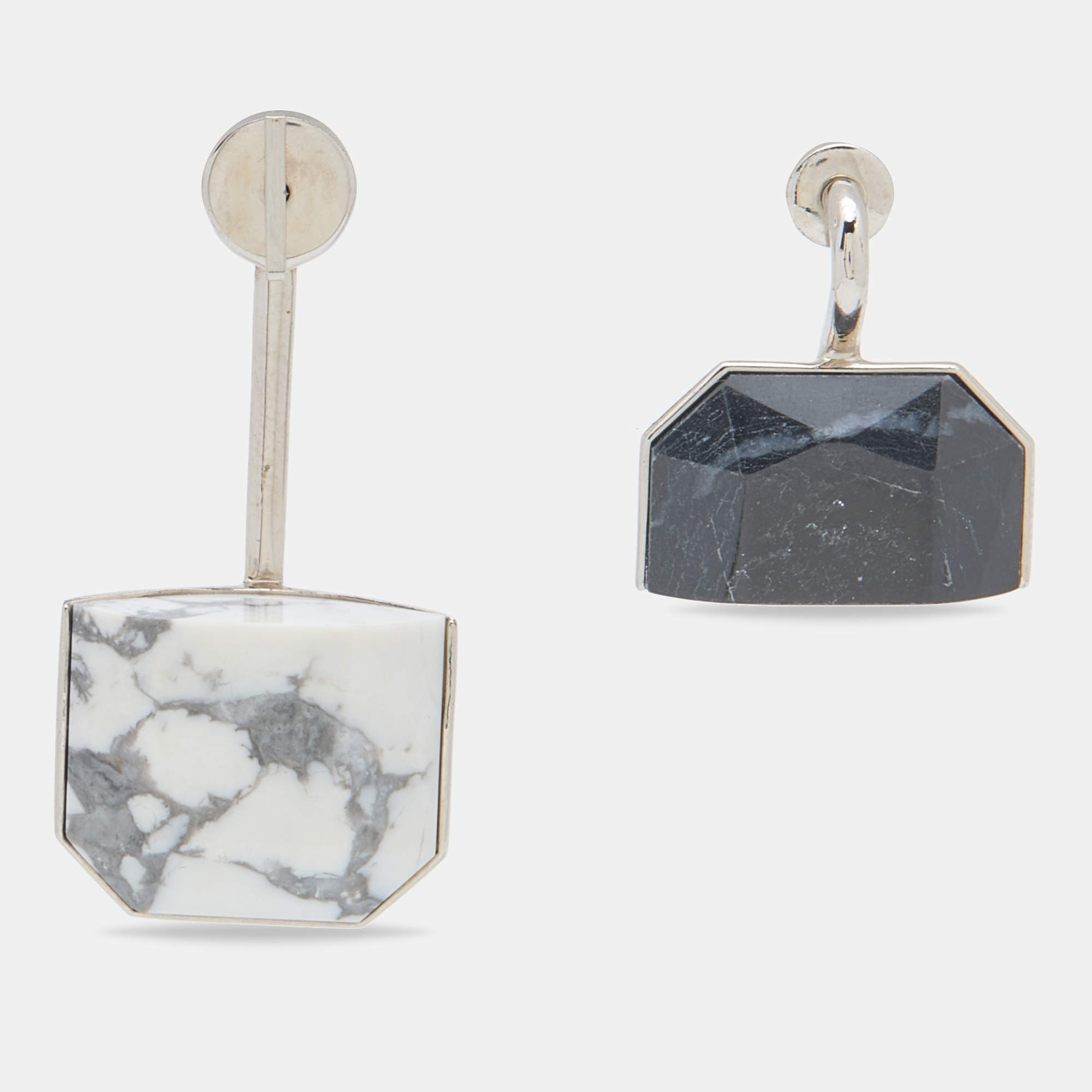 Dior Monotone Crystal & Howlite Asymmetric Drop Earrings
