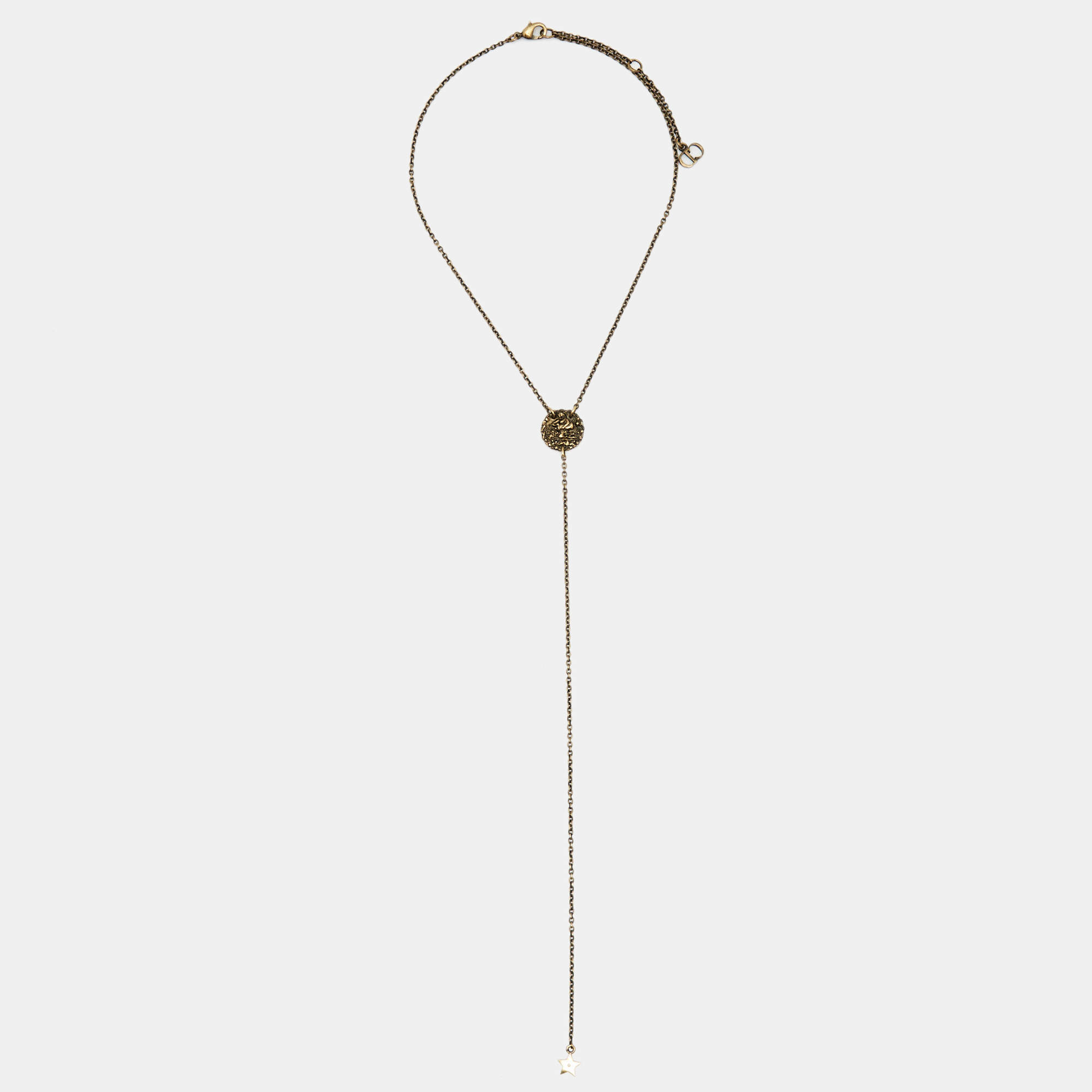 Pre Owned Dior Aged Gold Tone Amulettes d'amour Star Pendant Necklace