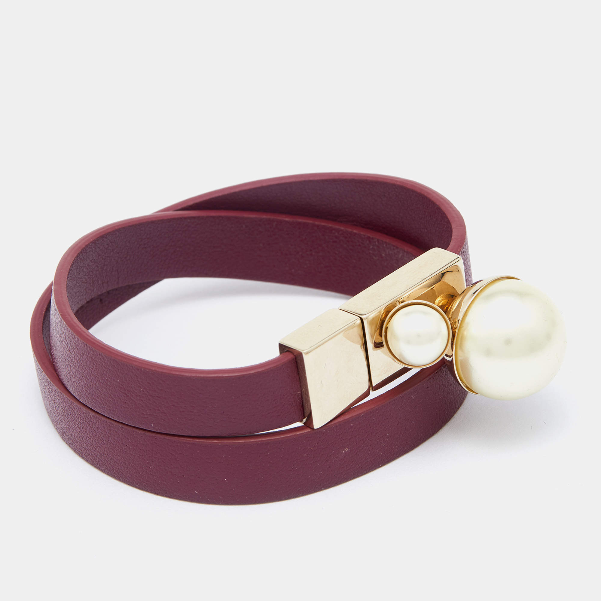 Dior Double Wrap Charm Leather Bracelet