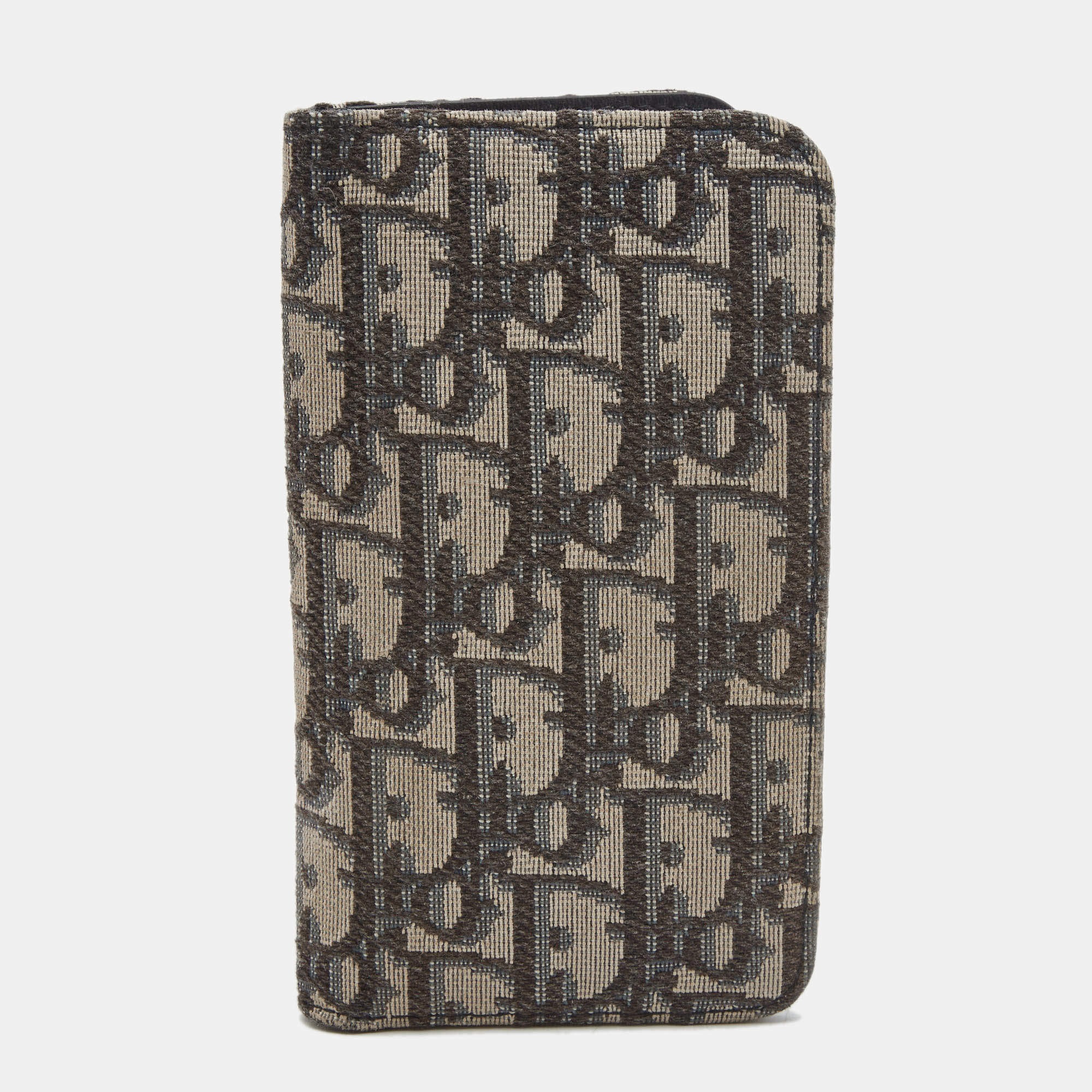 Dior Navy Blue/White Oblique Canvas Bifold iPhone Cover