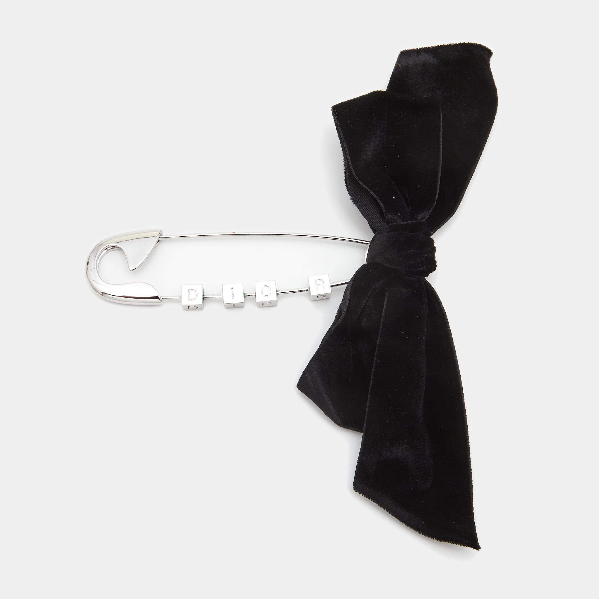 Dior Saftey Pin Velvet Silver Tone Brooch