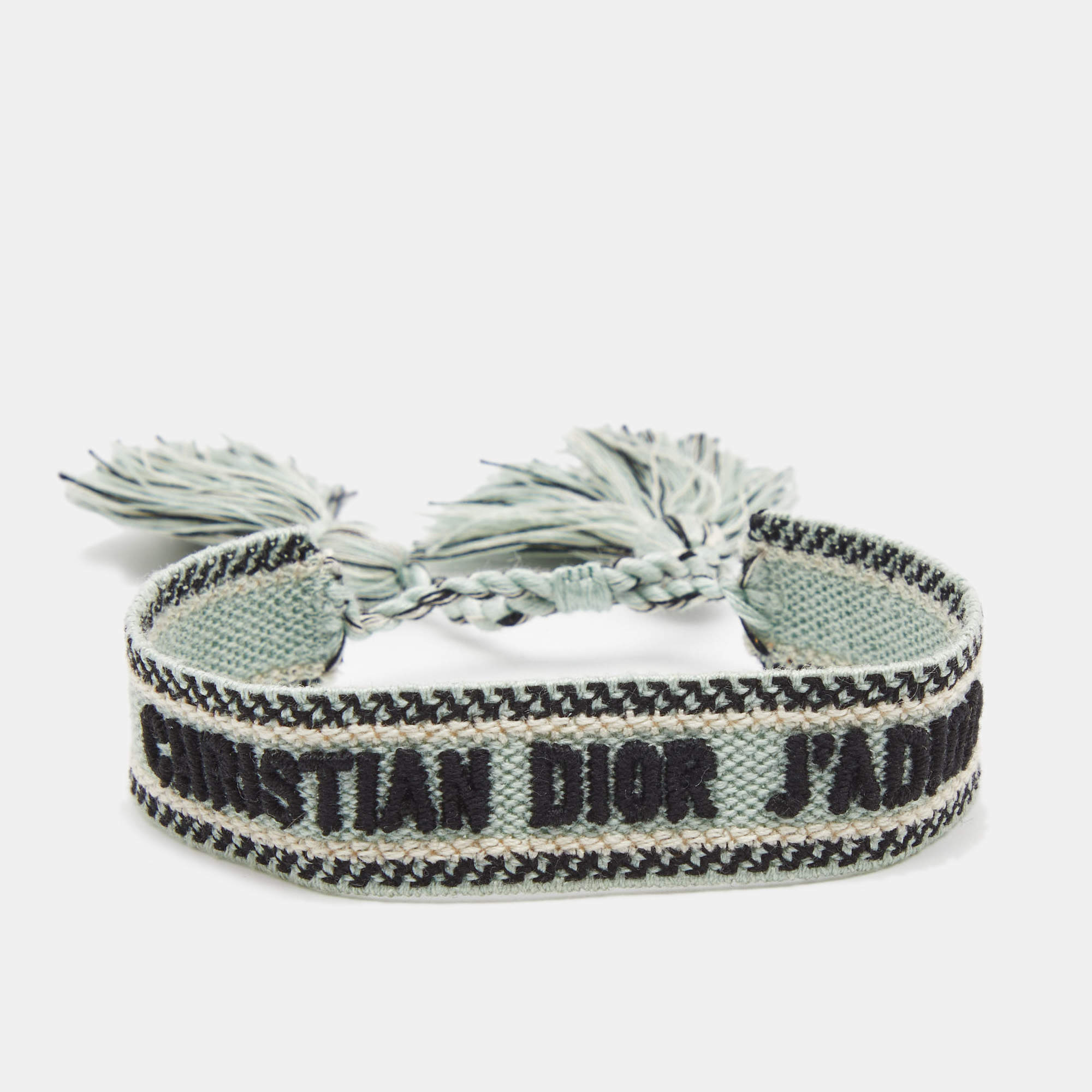Dior J'Adior Green Embroidered Cotton Bracelet
