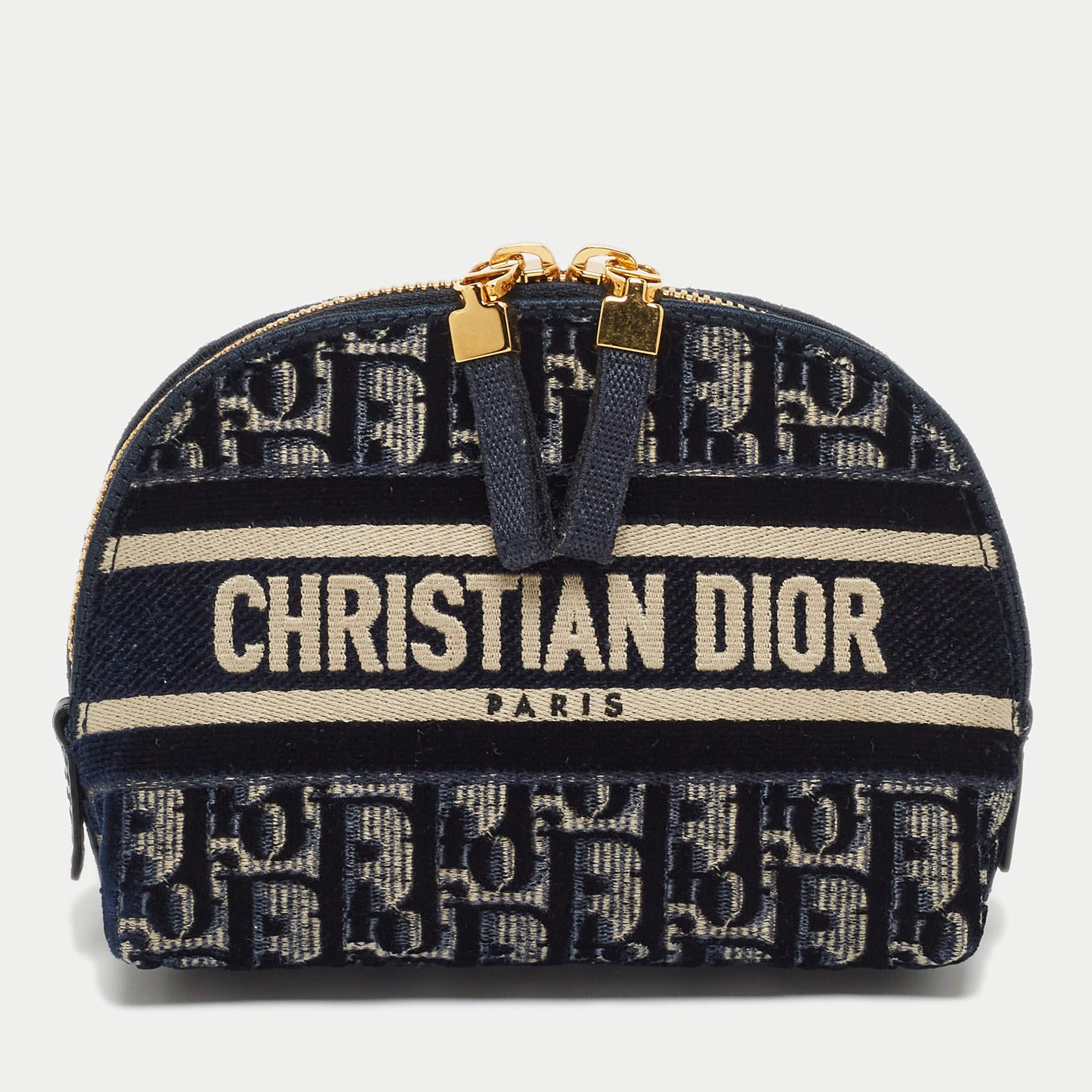 Dior Blue Oblique Velvet Cosmetic Pouch