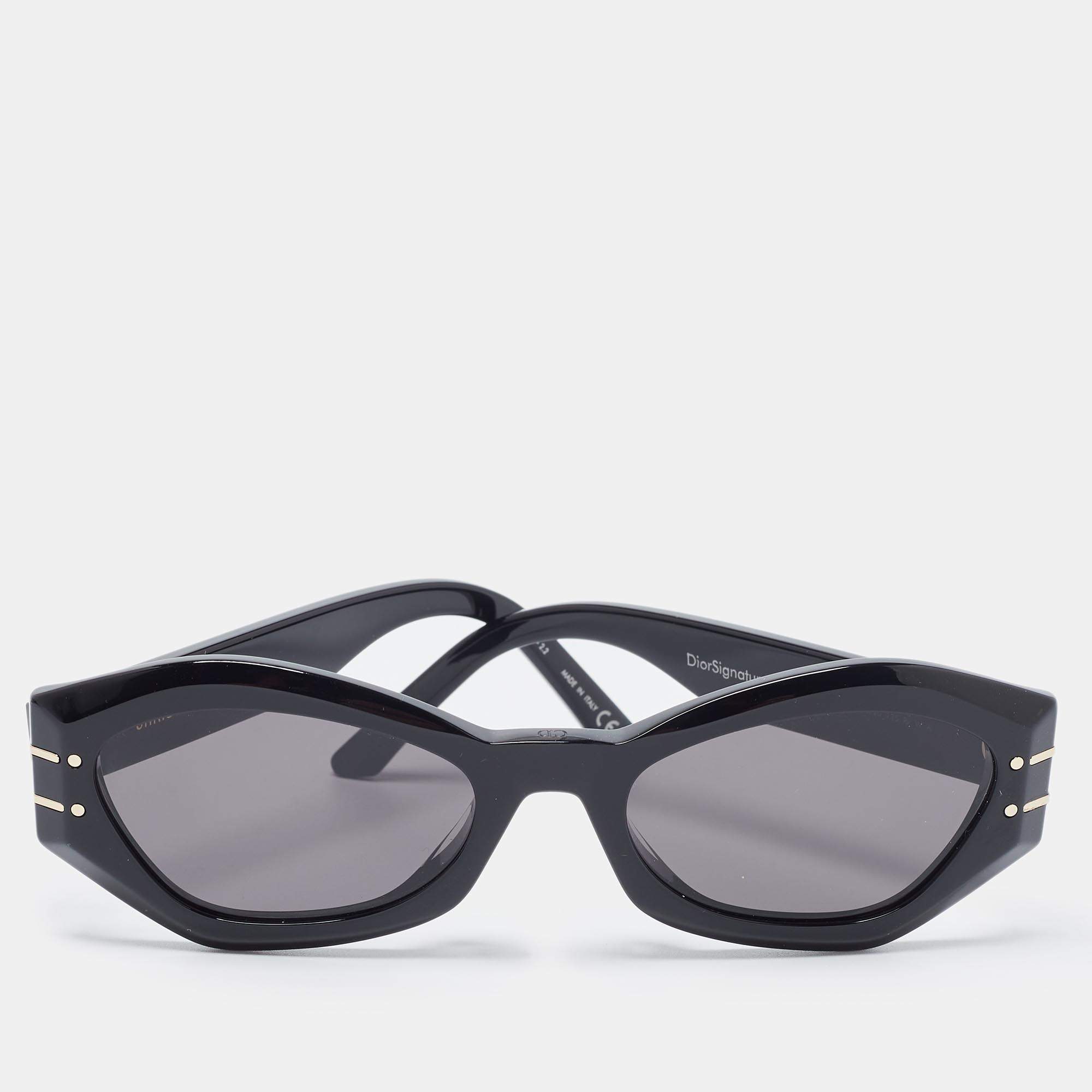 Pre Owned Dior Black Acetate TF41014687 Oval Sunglasses