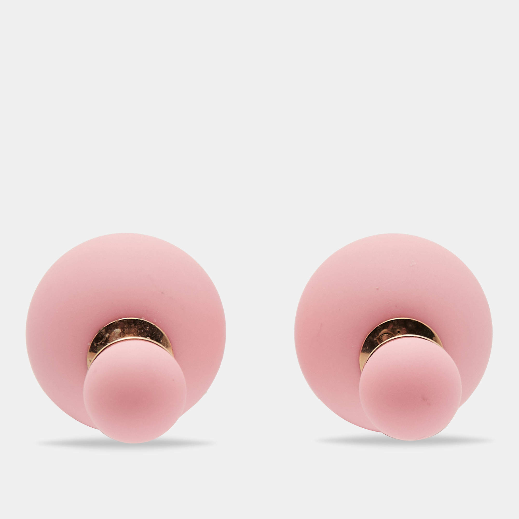 Dior Tribale Matte Pink Gold Tone Stud Earrings