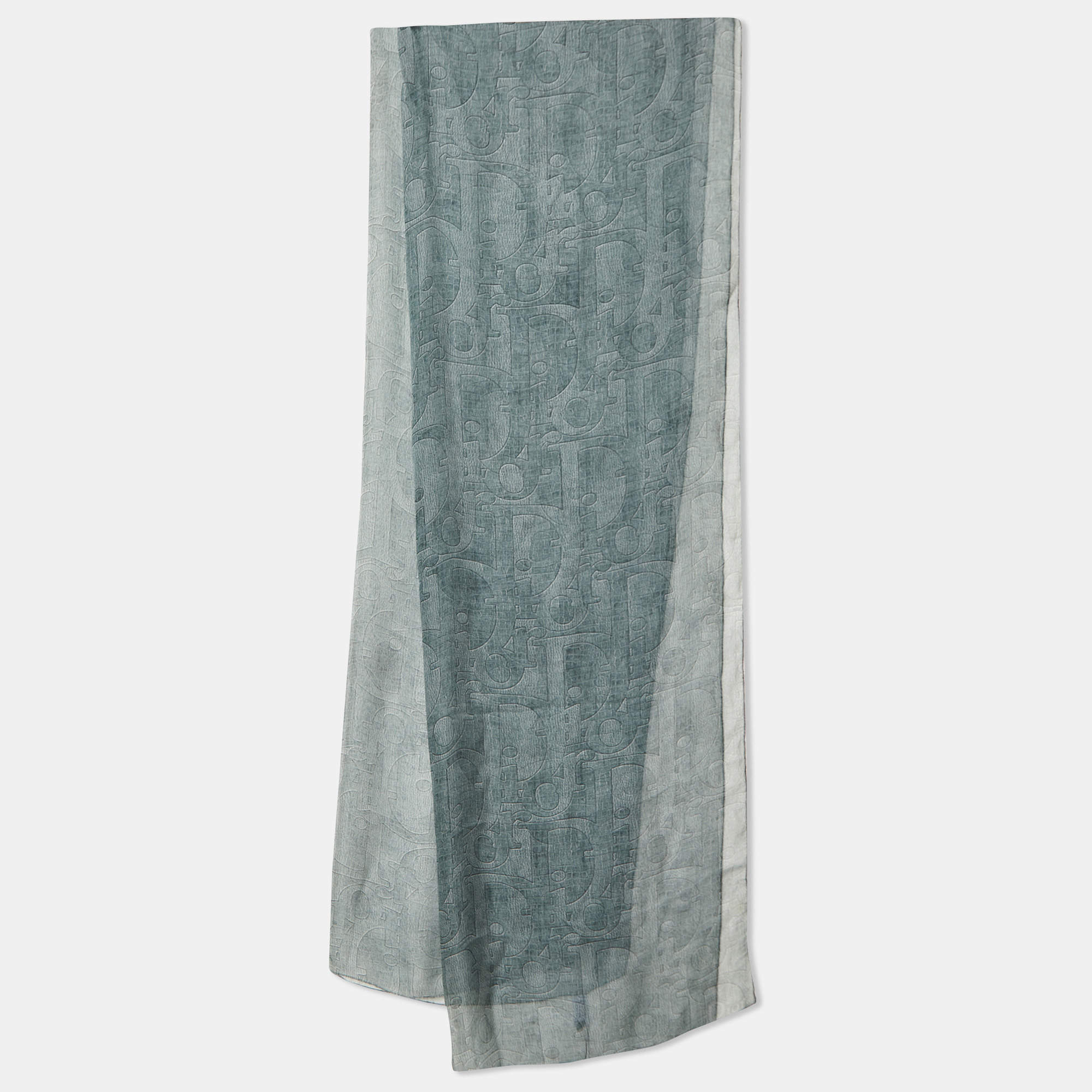 Christian Dior Grey Printed Silk Scarf